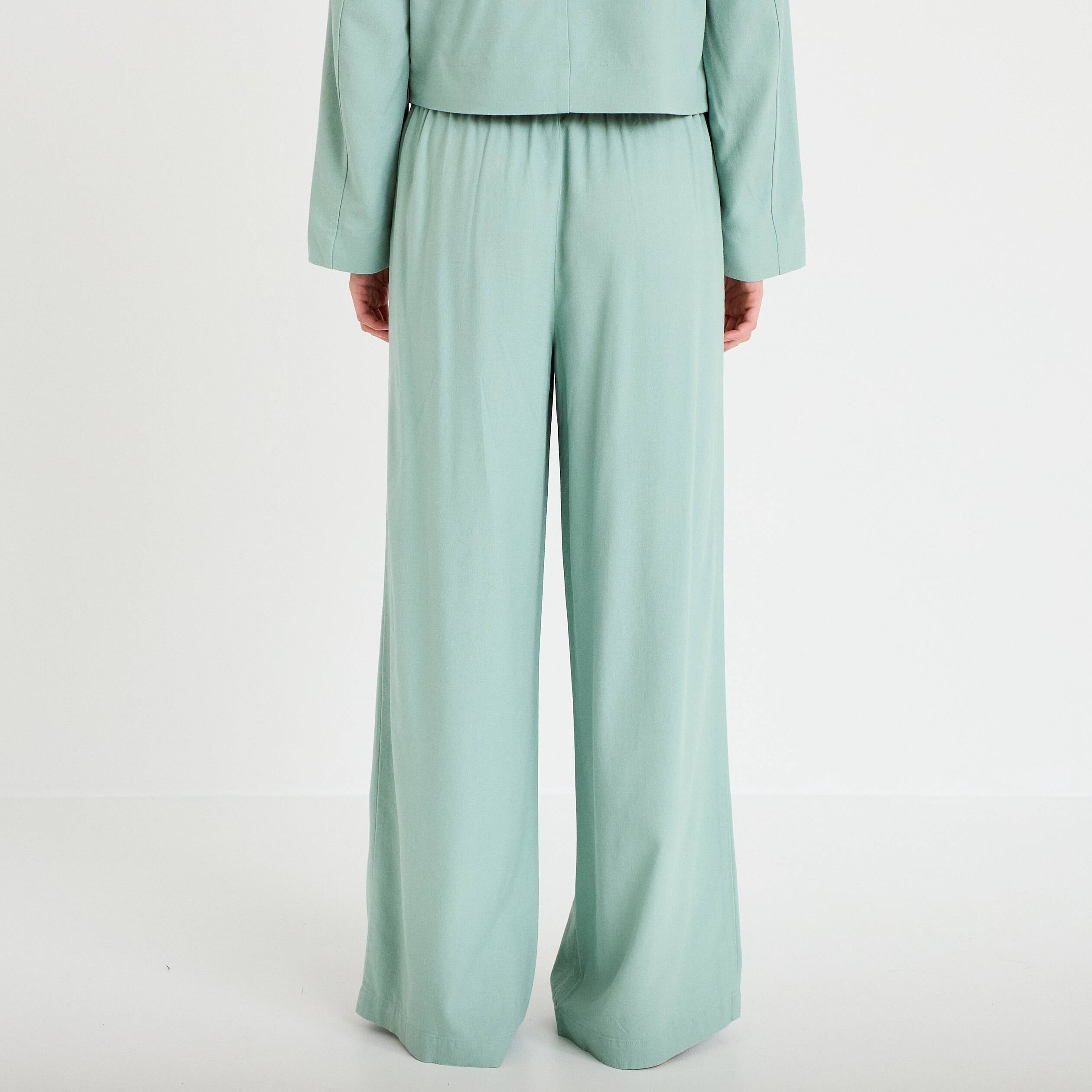 Pantalon large vert pastel femme