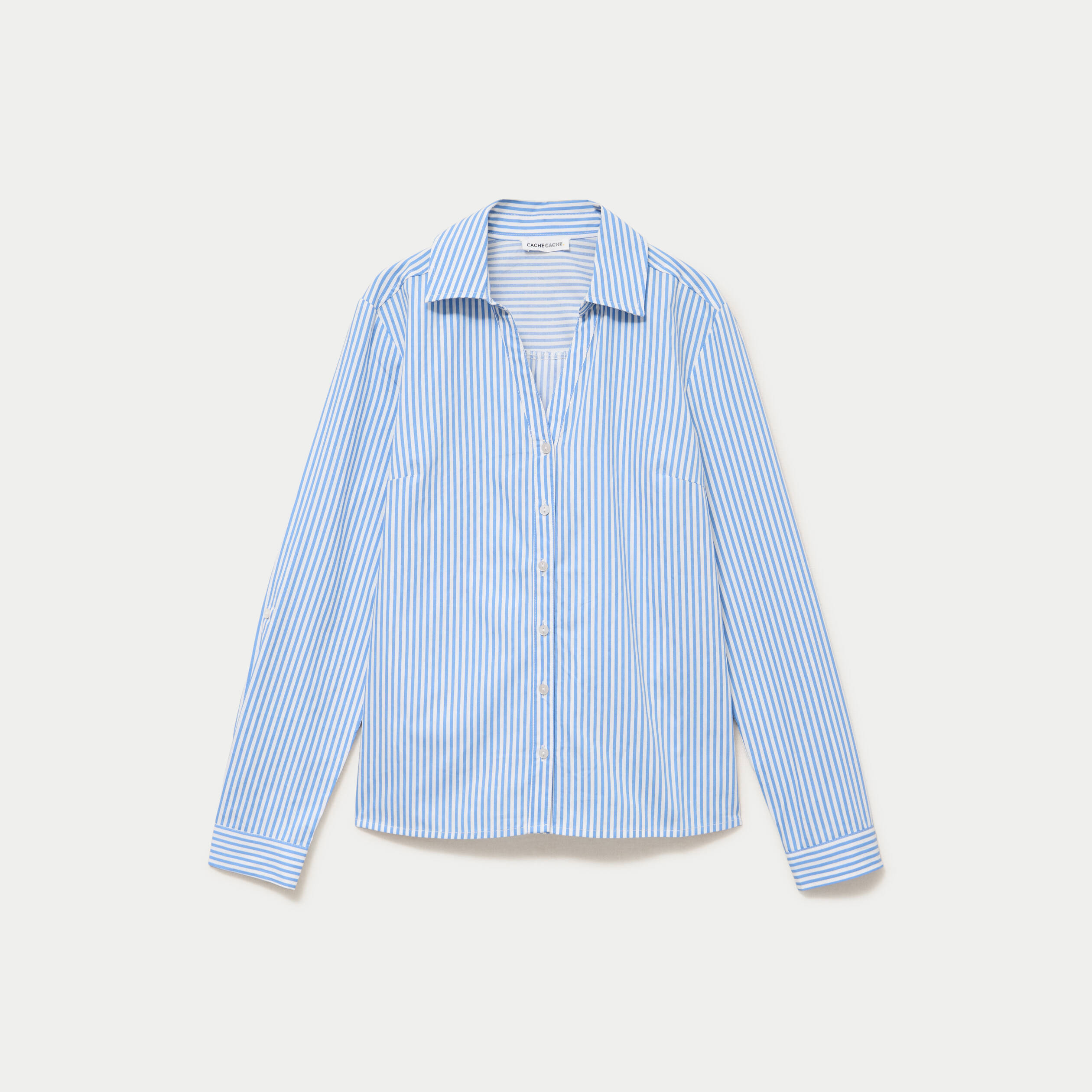 Chemise col classique bleu femme