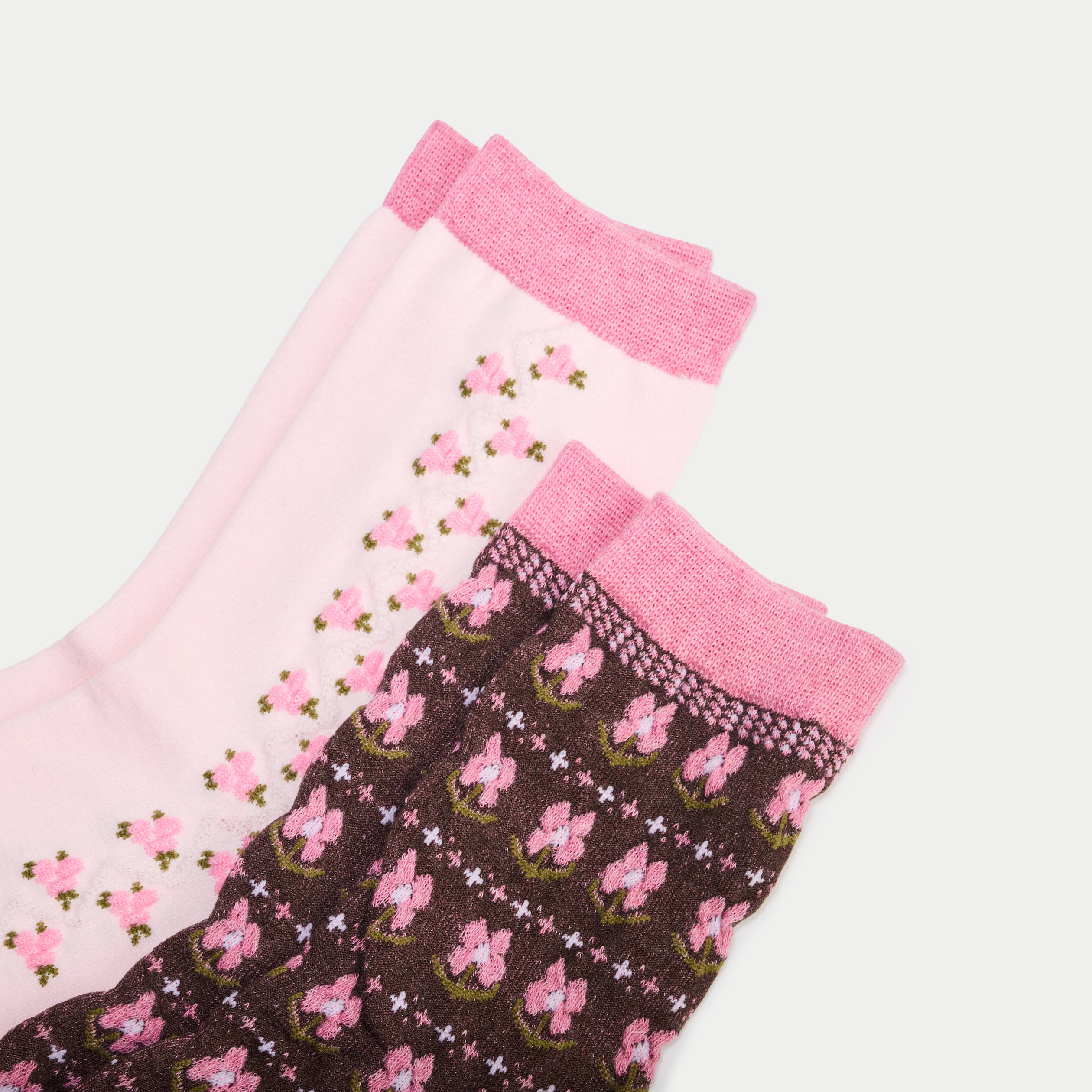 Lot 2 paires de chaussettes marron fonc&eacute; femme