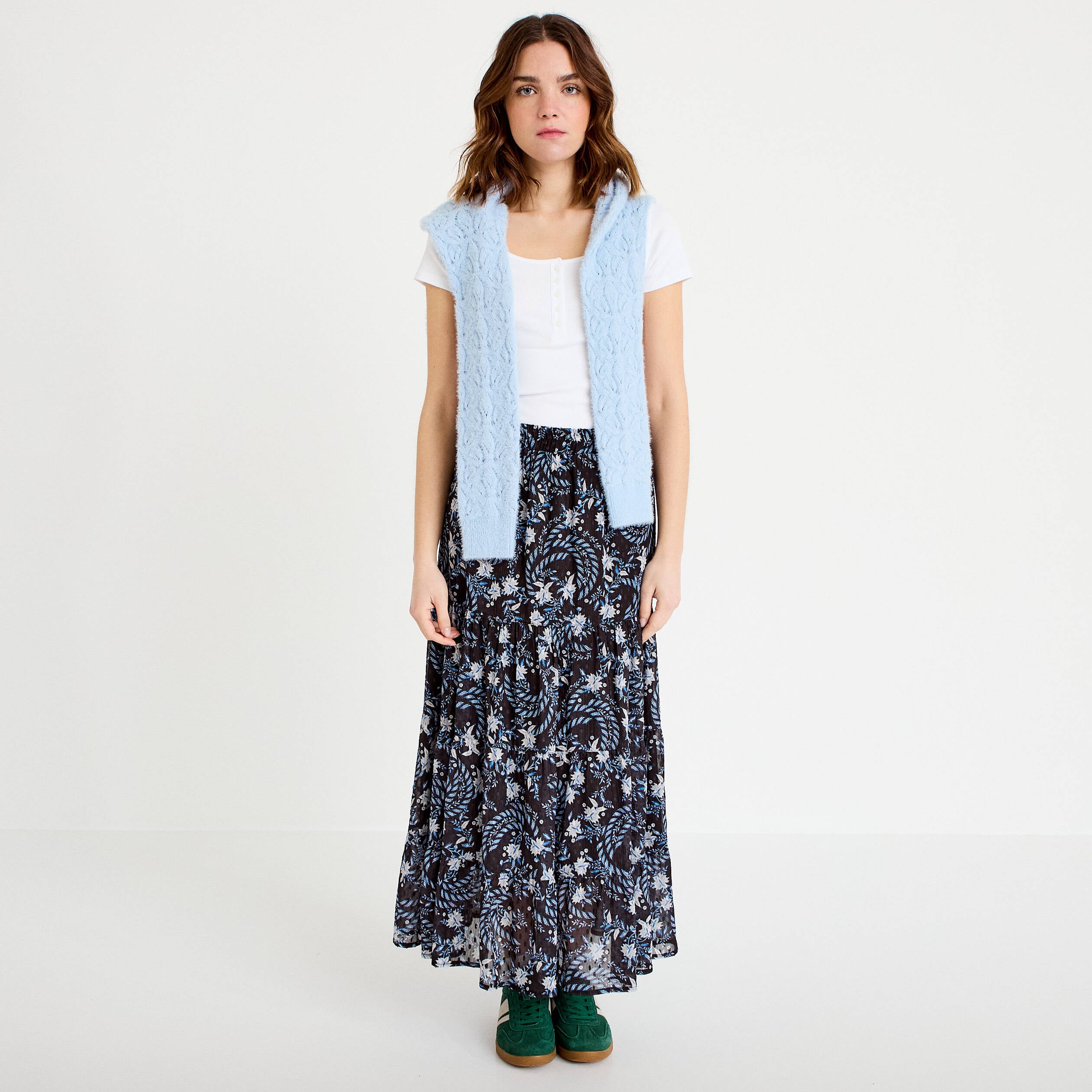 T-shirt c&ocirc;tel&eacute; blanc femme