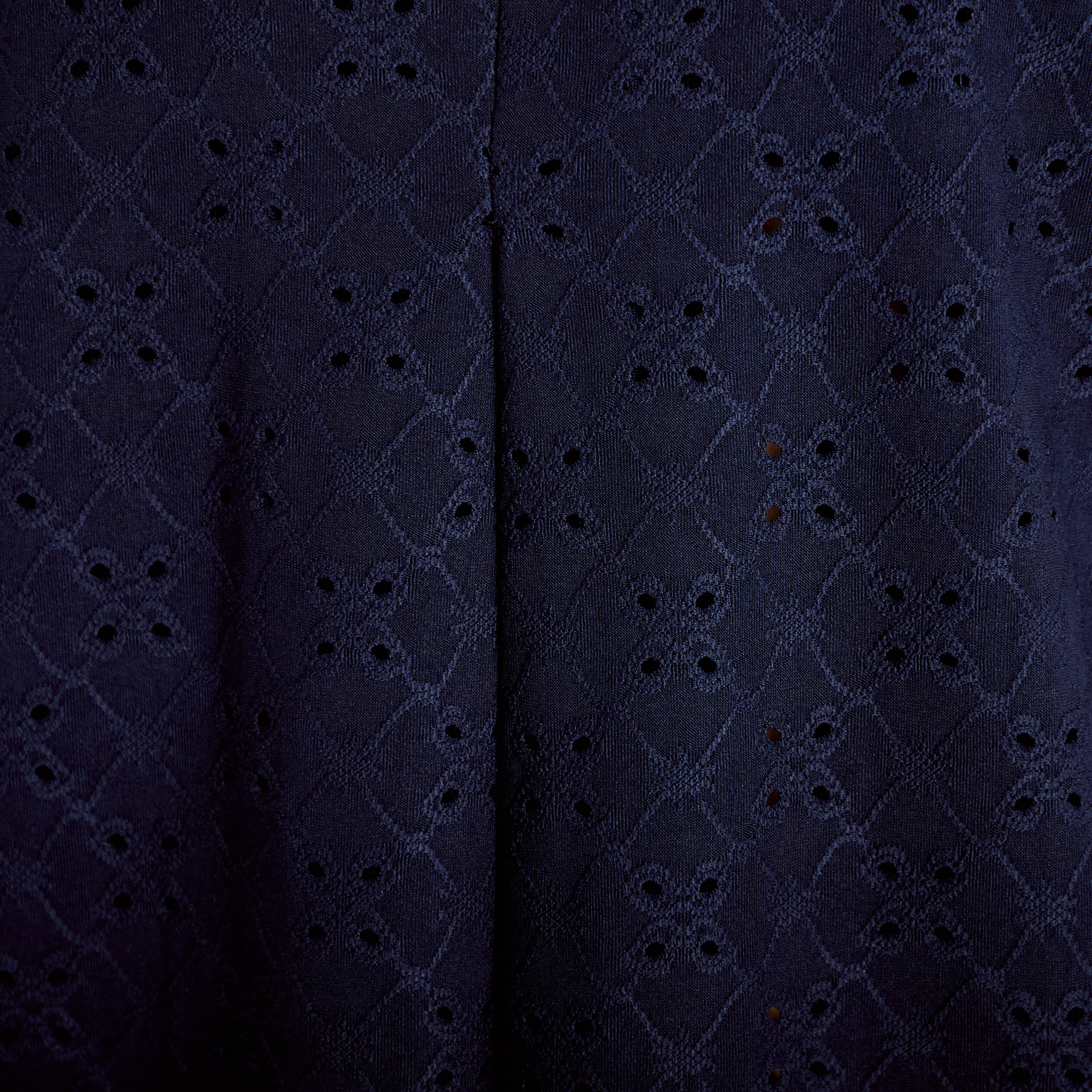 Blouse ajour&eacute;e col v manches courtes bleu marine femme