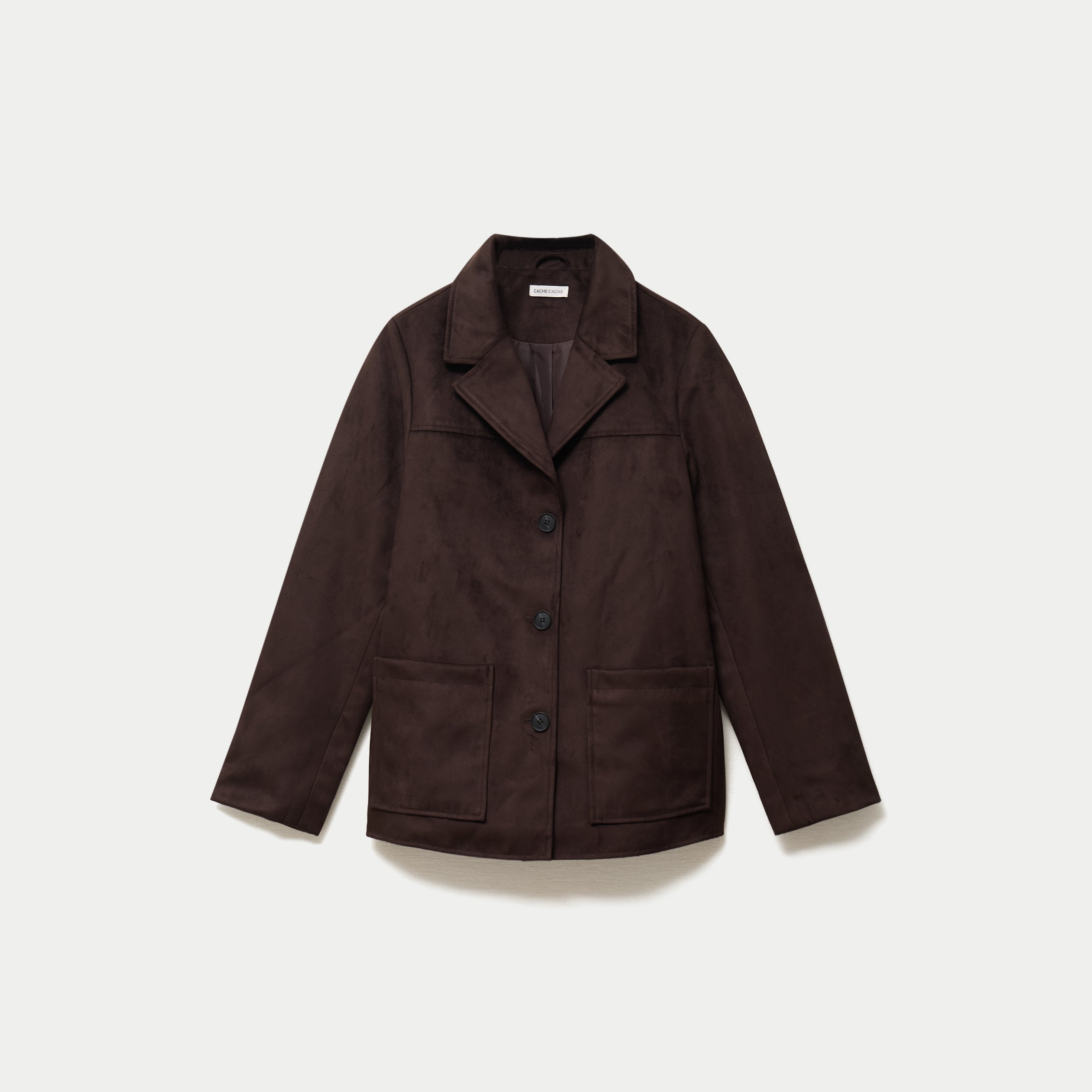 Blazer oversize manches longues daim marron chocolat femme
