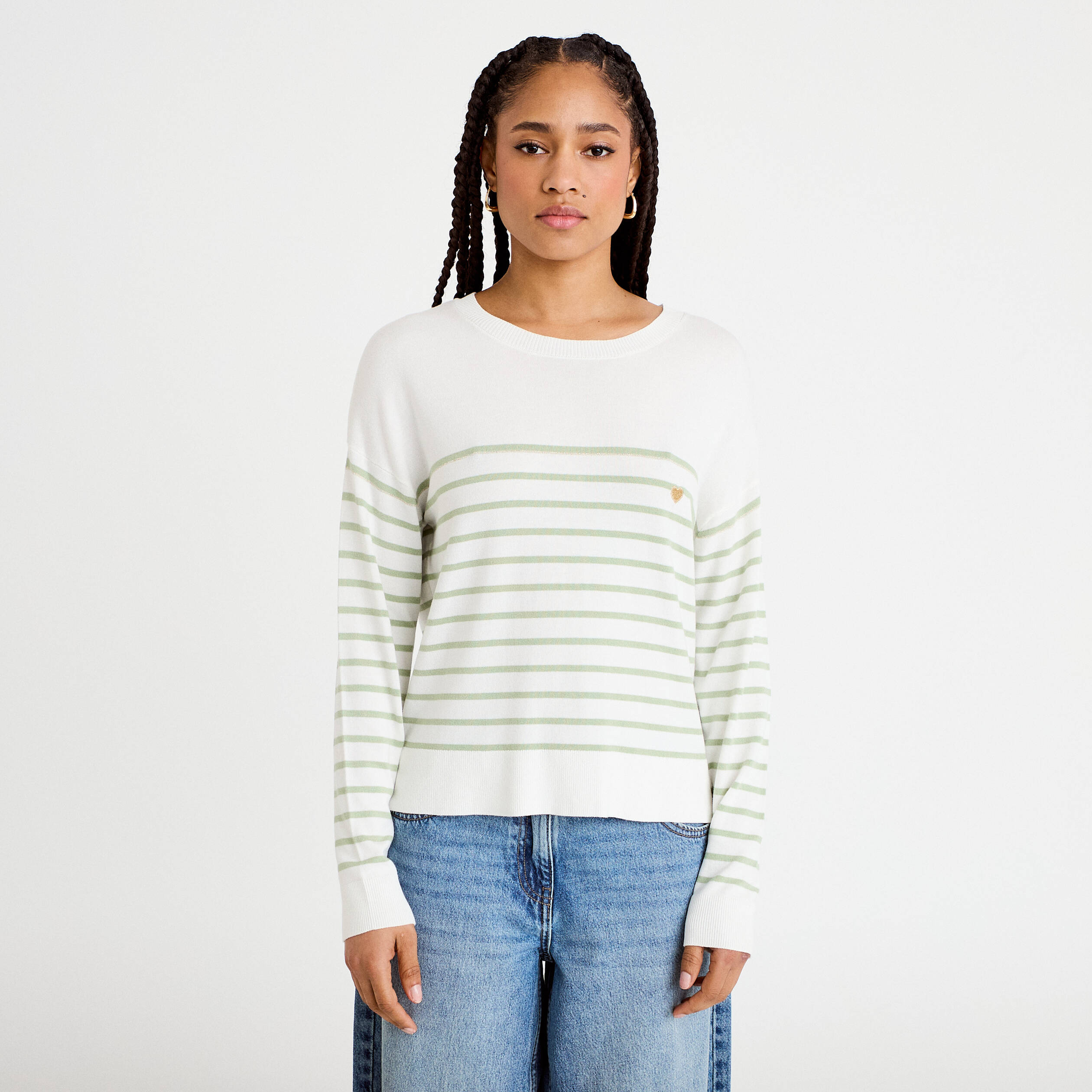 Pull manches longues vert pastel femme