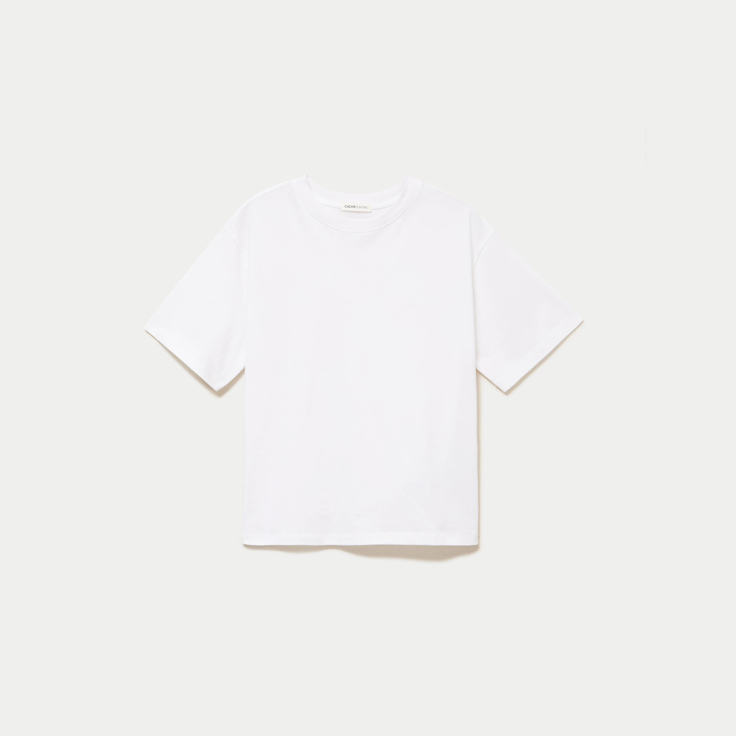 T-shirt col rond manches courtes blanc femme