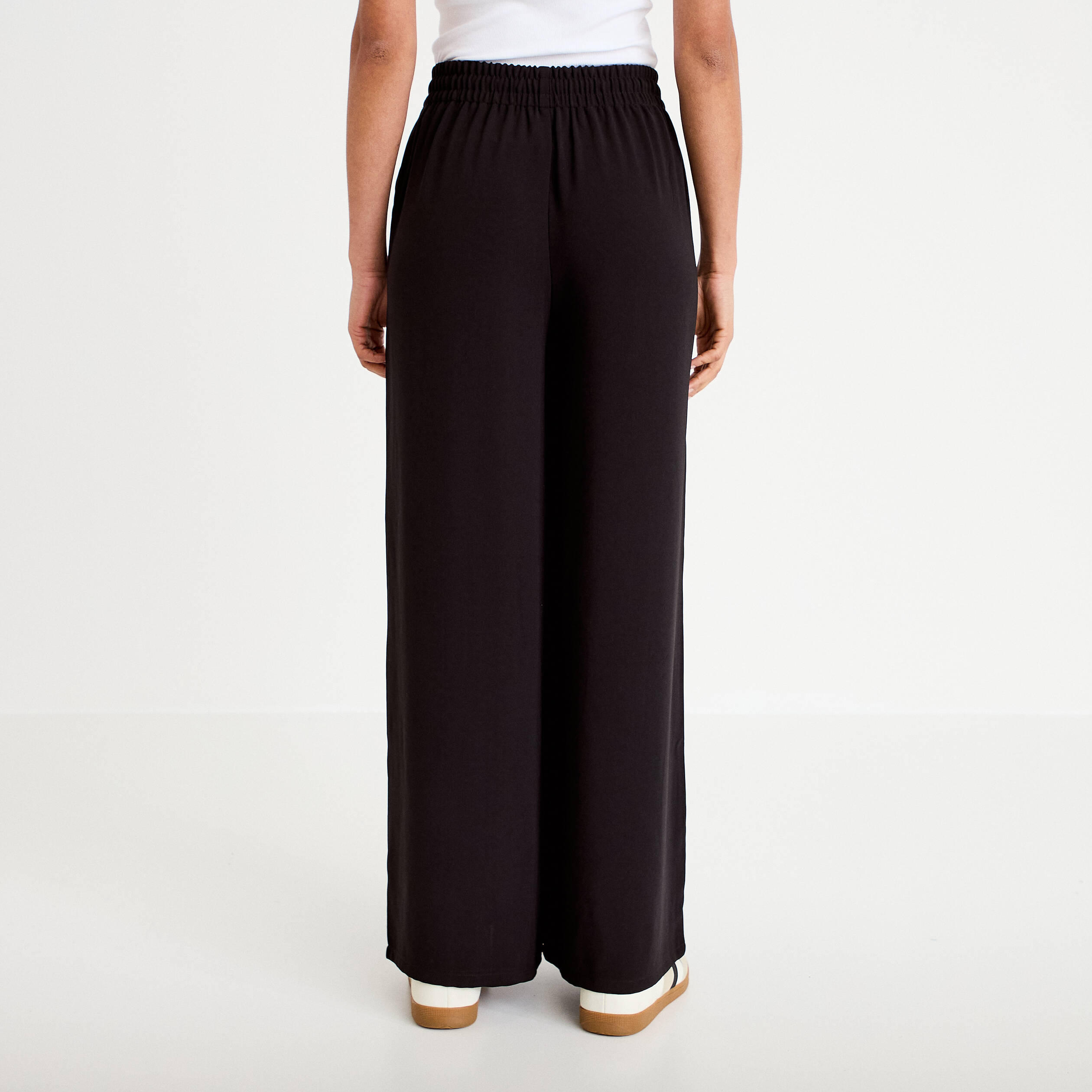 Pantalon large taille standard noir femme
