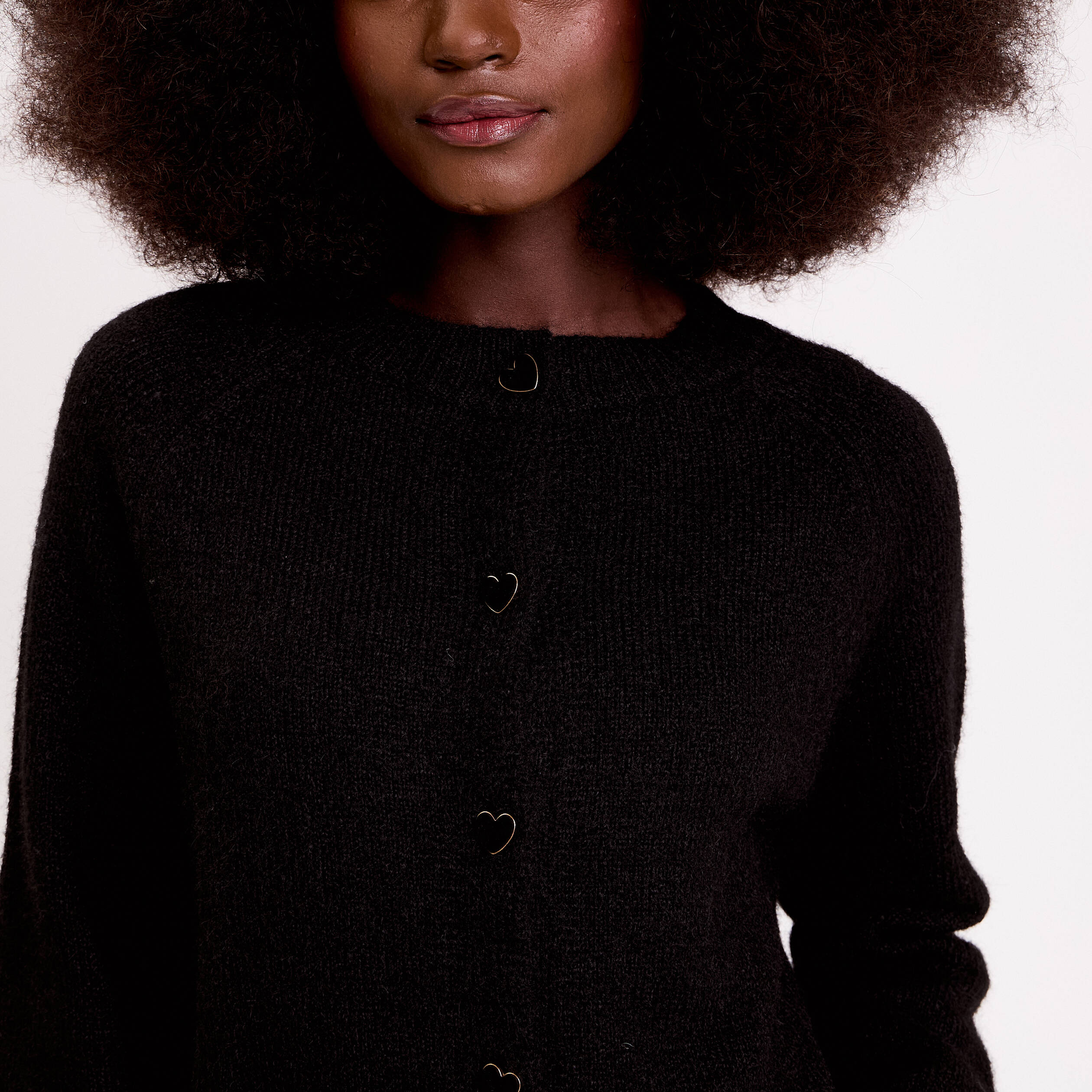 Gilet boutons coeur noir femme