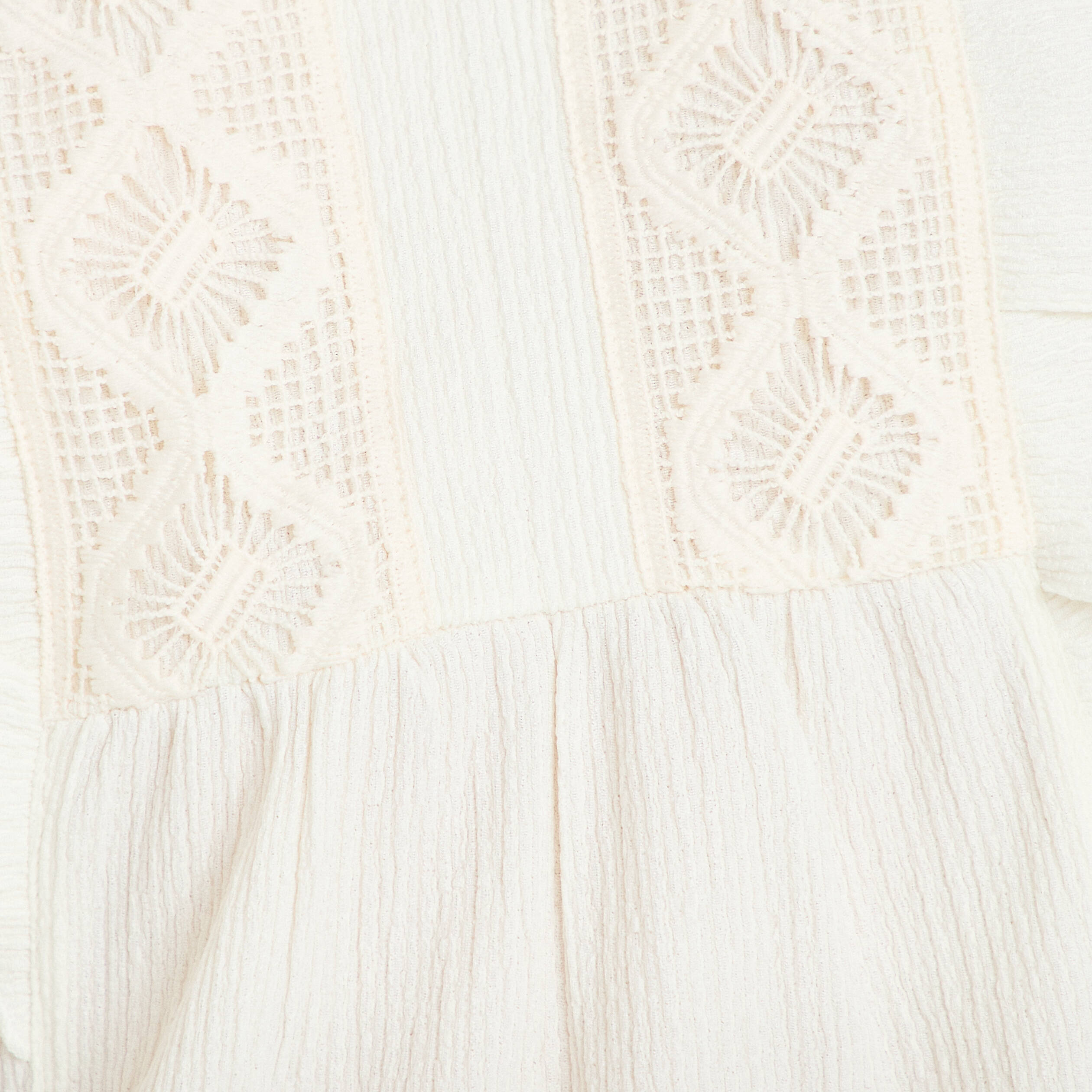 Top sans manches col v ecru femme