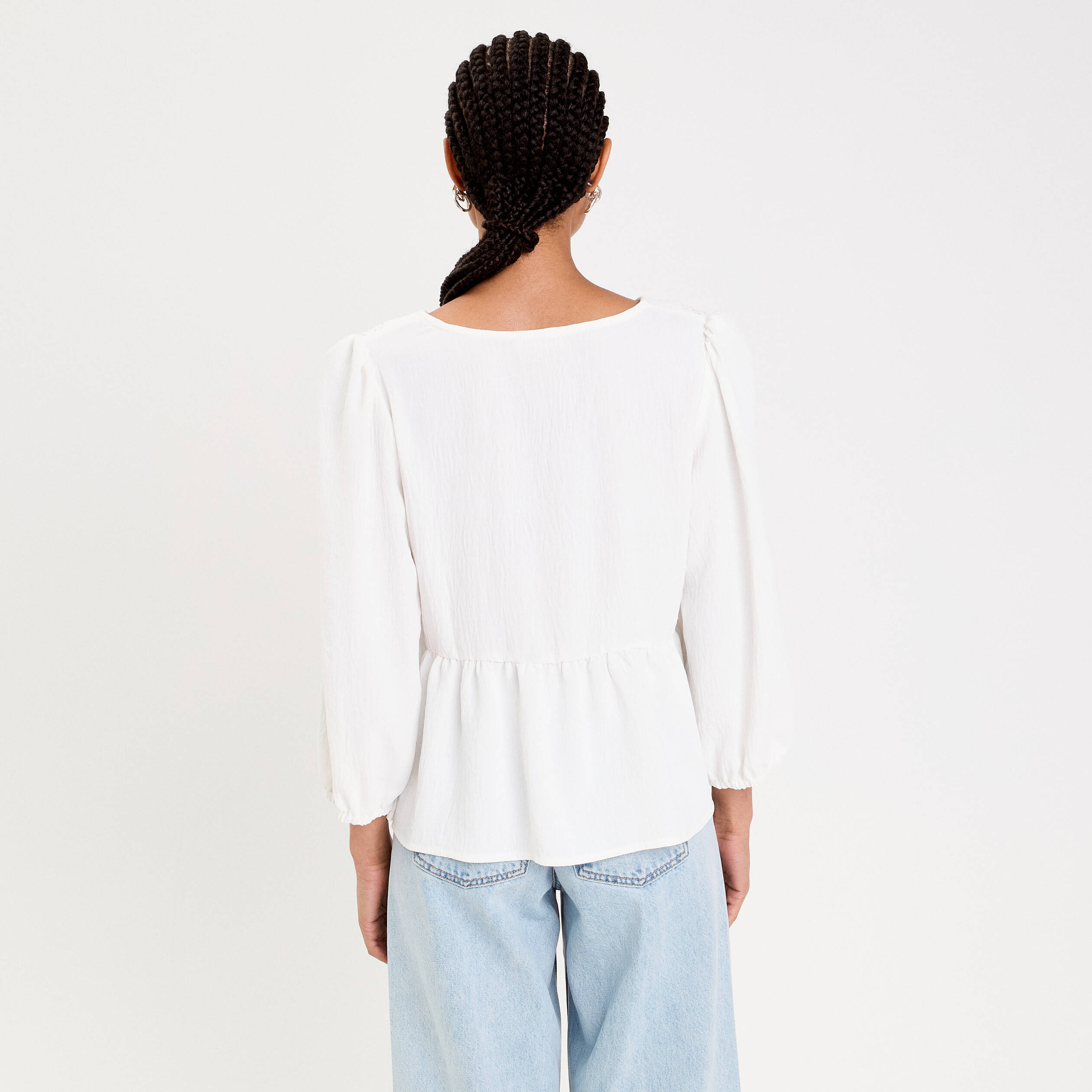 Blouse col claudine ecru femme