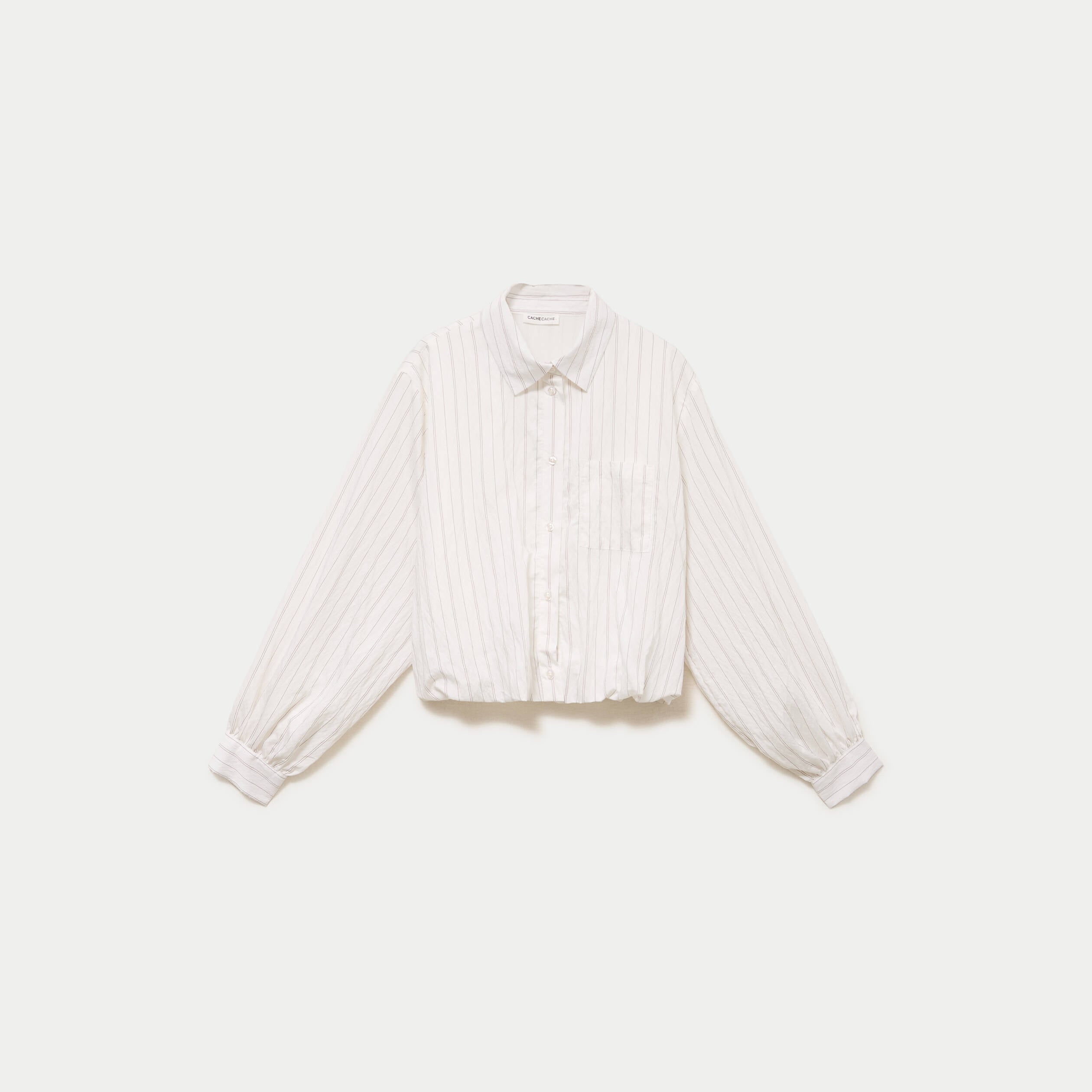 Chemise ample cropped effet boule blanc femme