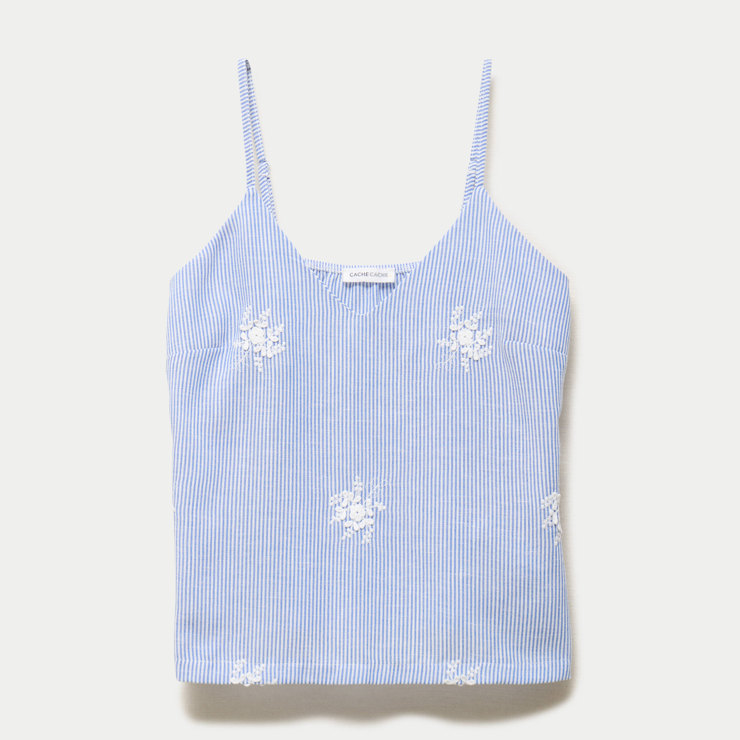 Top col v &agrave; fines bretelles blanc femme