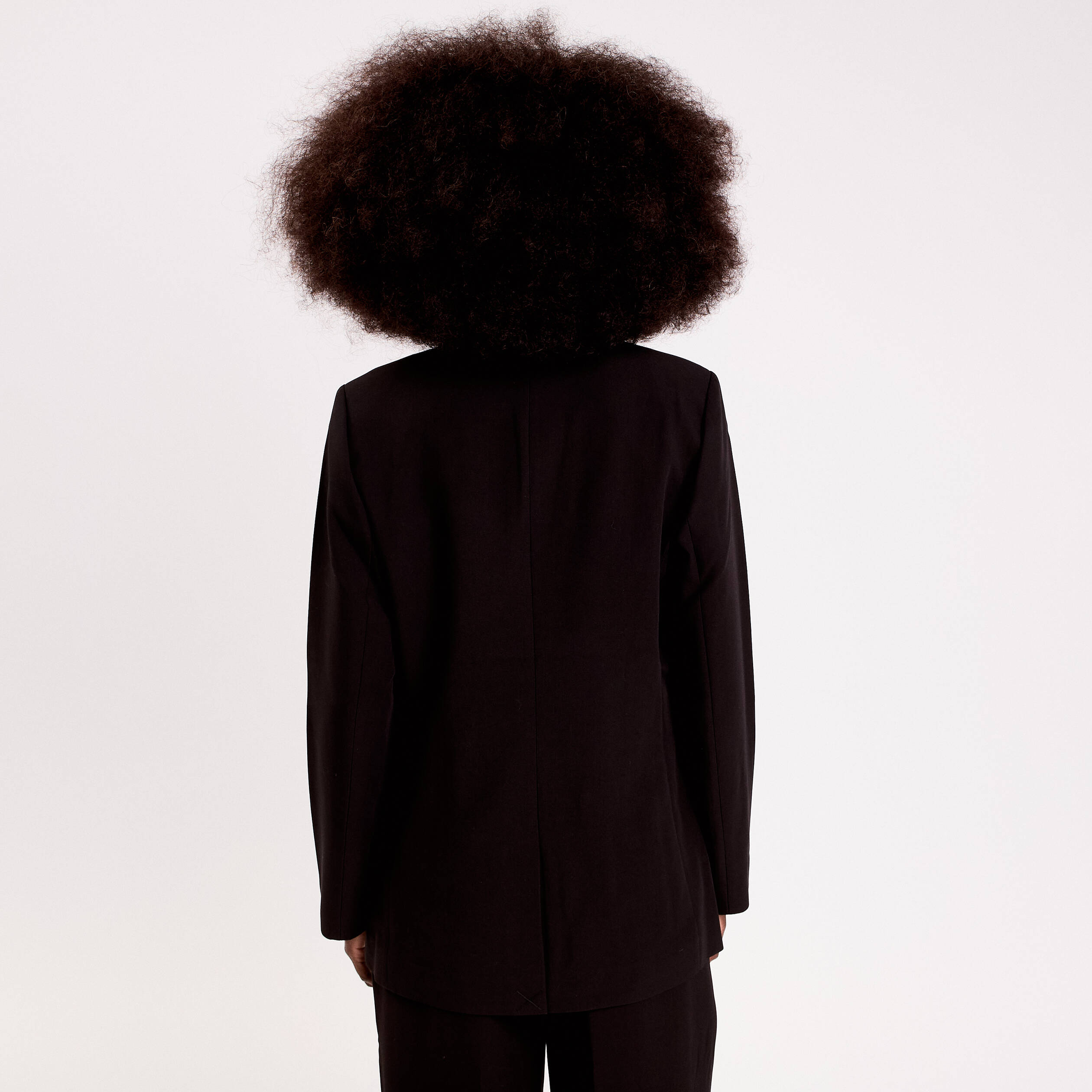 Veste col tailleur manches longues noir femme