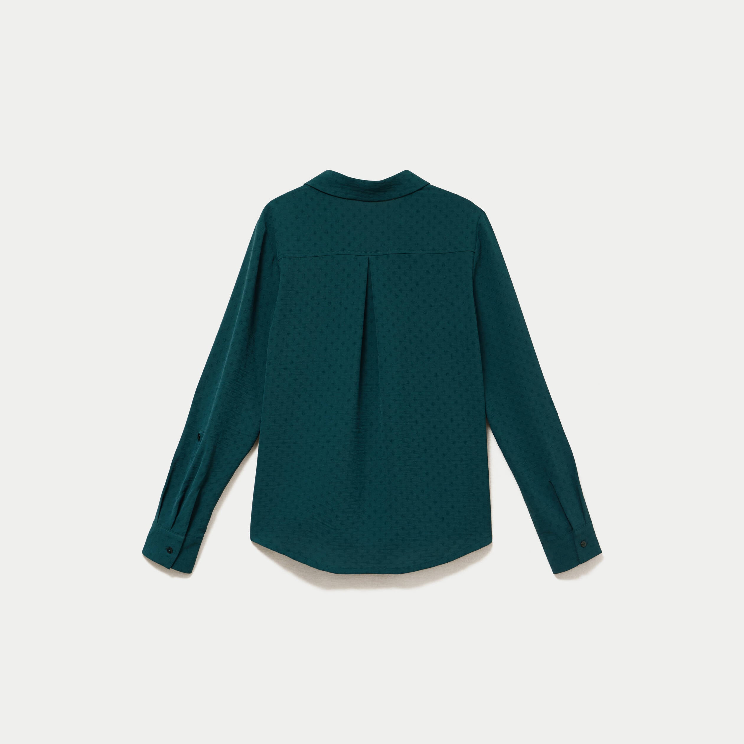 Blouse droite manches longues vert fonc&eacute; femme