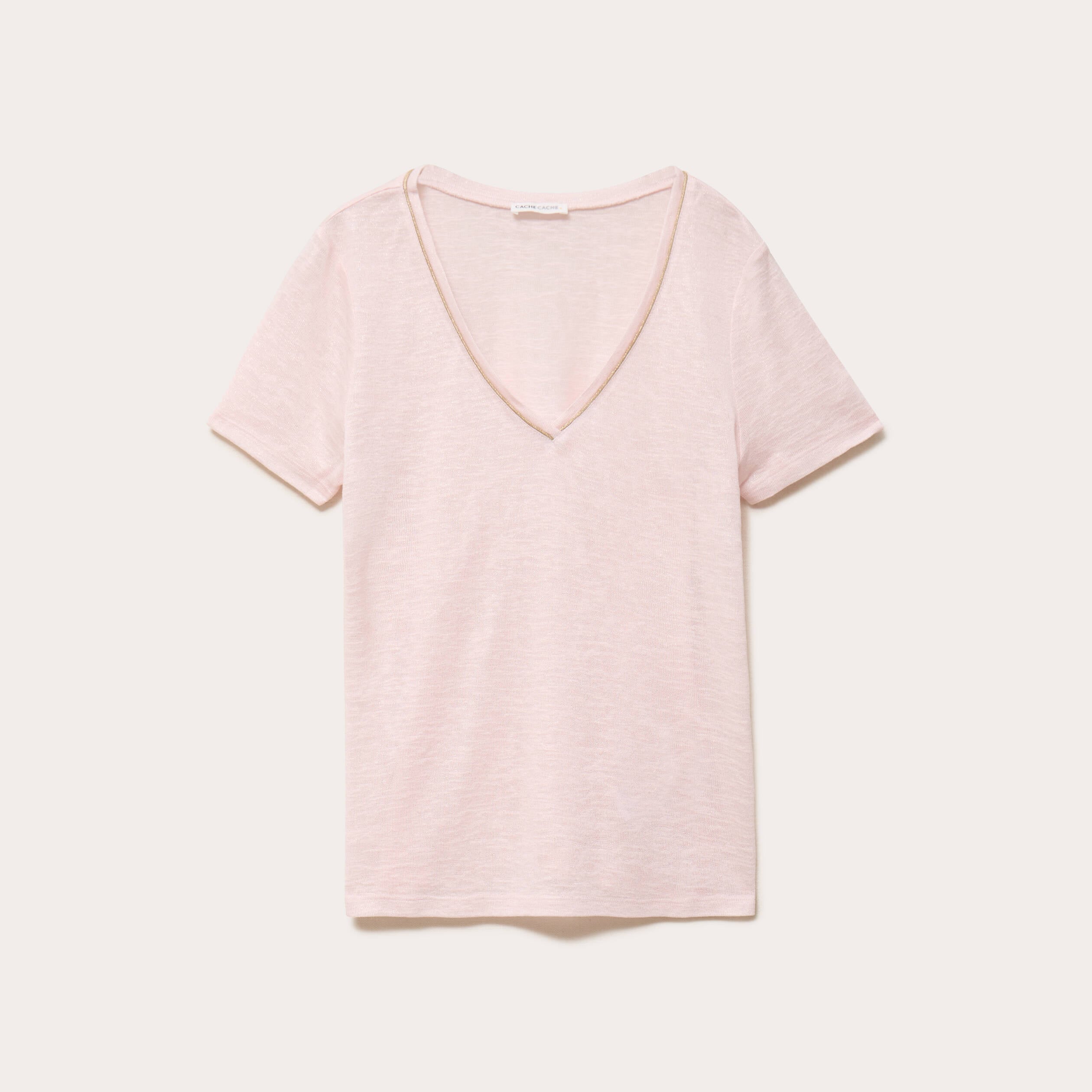 T-shirt manches courtes iris&eacute; rose clair femme