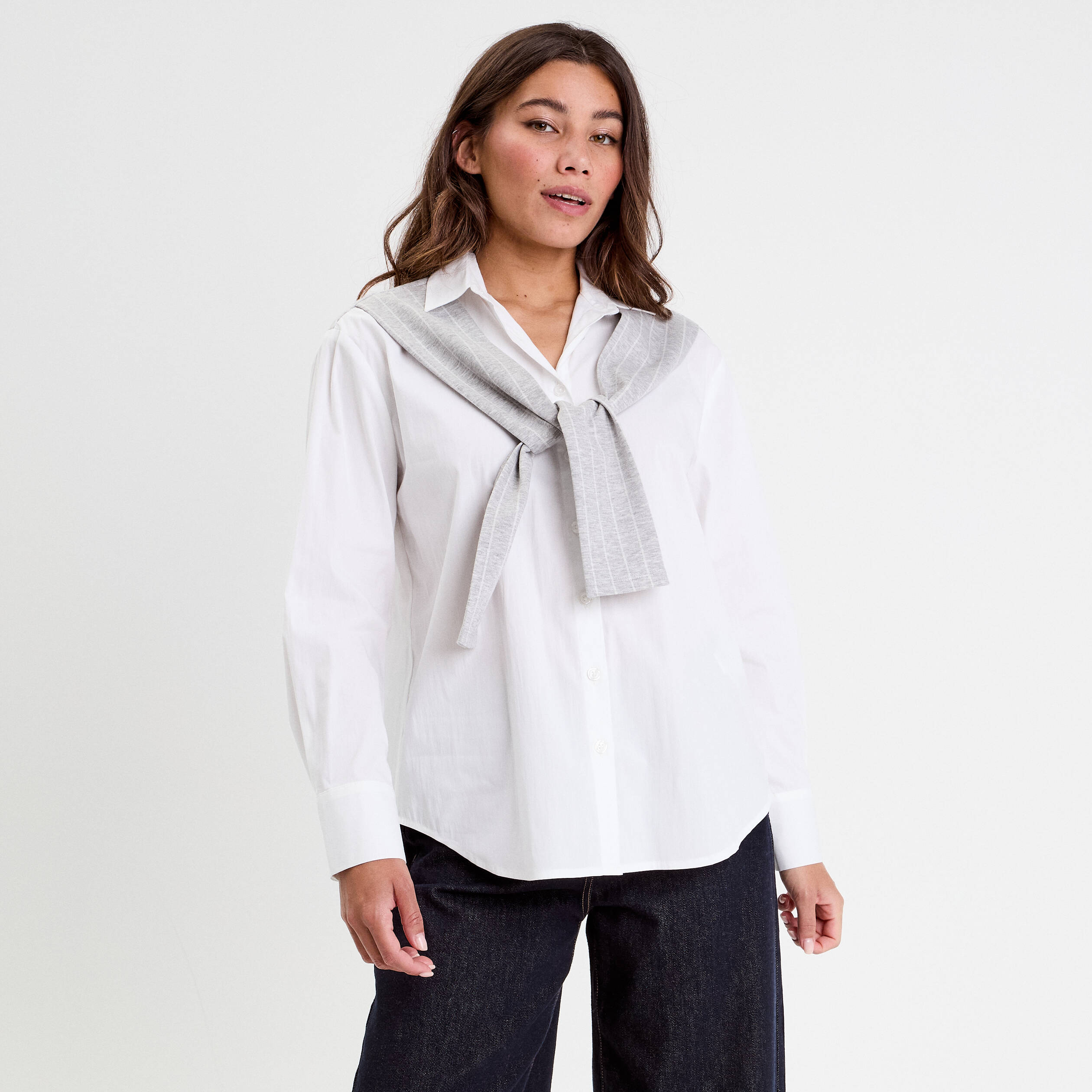 Chemise oversize manches longues blanc femme