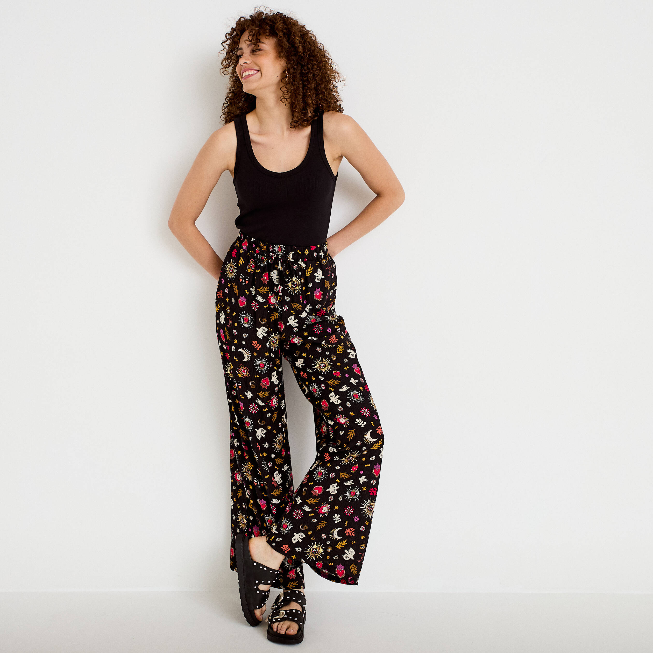 Pantalon bootcut taille standard noir femme