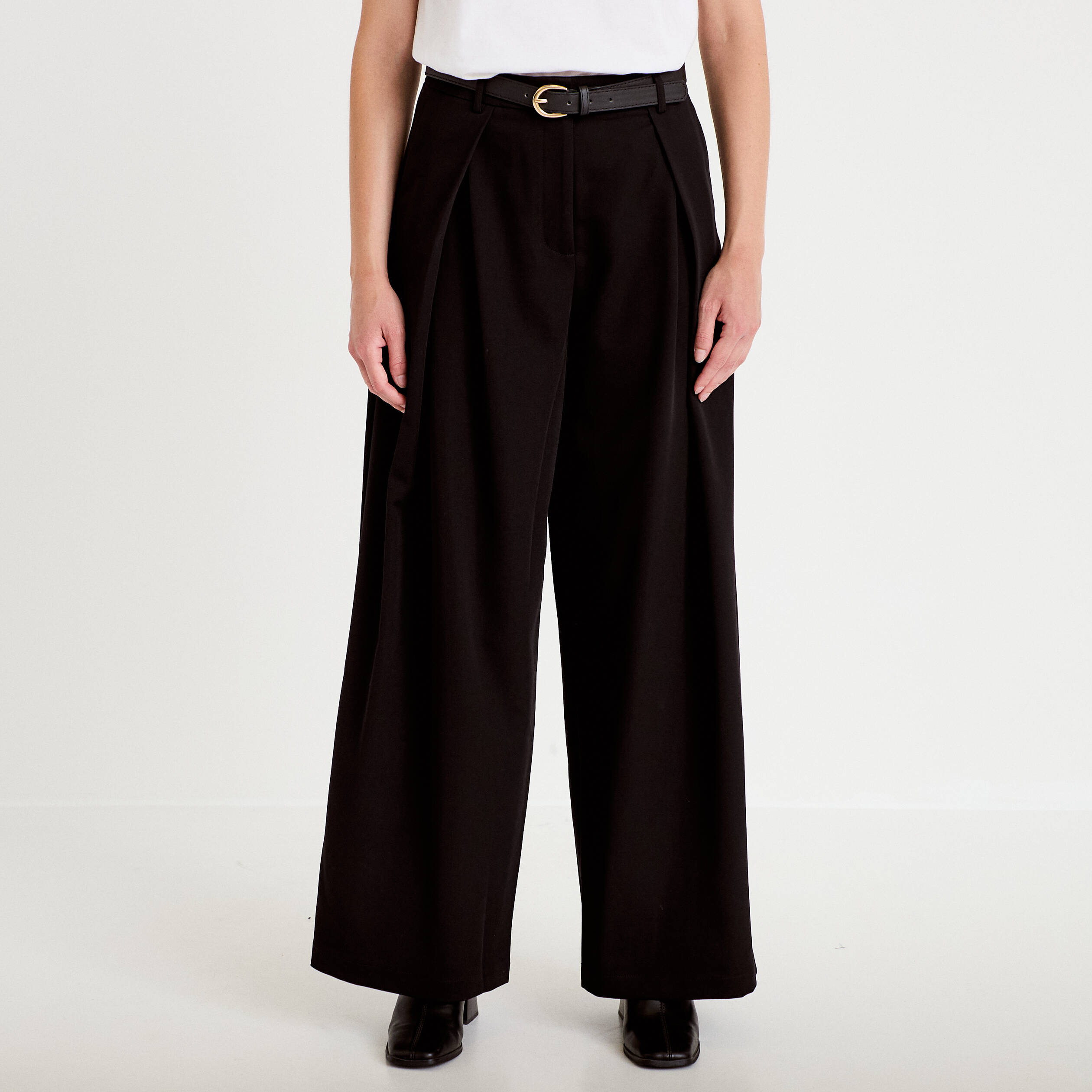 Pantalon bootcut ceinture amovible noir femme