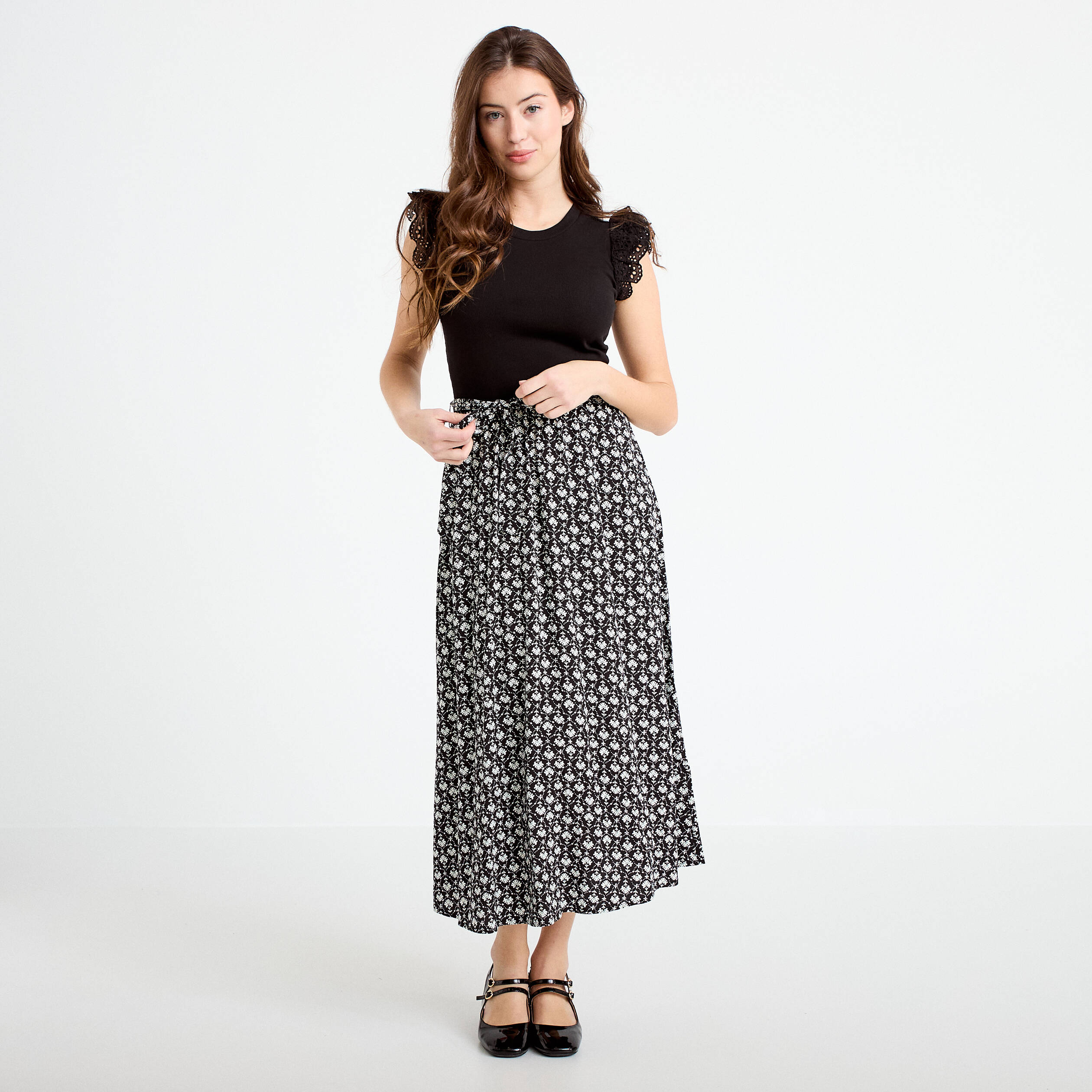 Robe bi-mati&egrave;re cintr&eacute;e noir femme