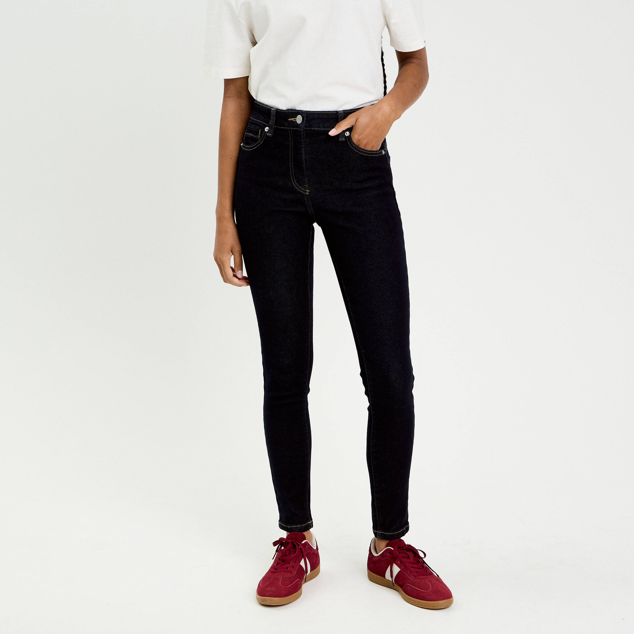 Jean skinny push-up taille standard denim brut femme