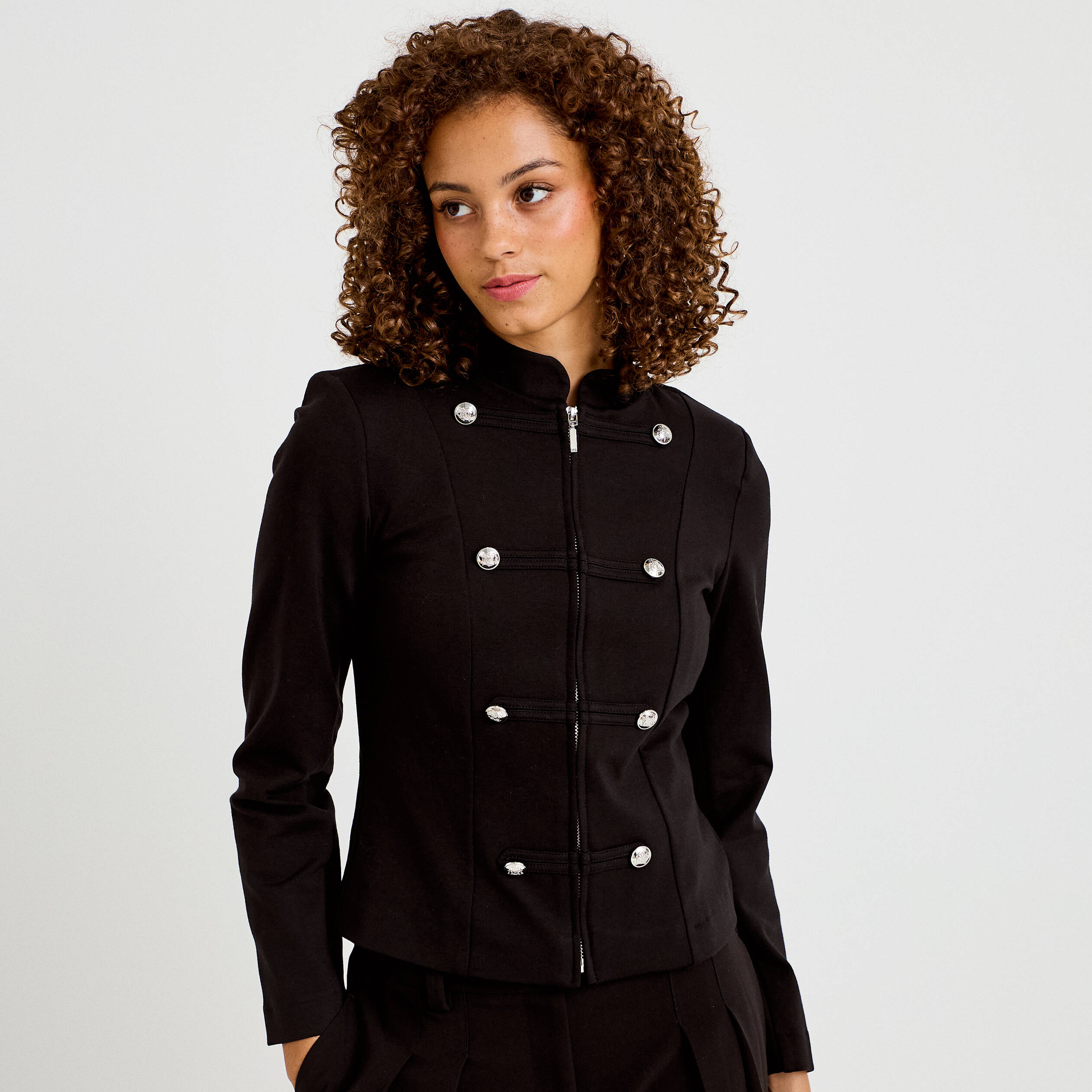 Veste ajust&eacute;e manches longues noir femme