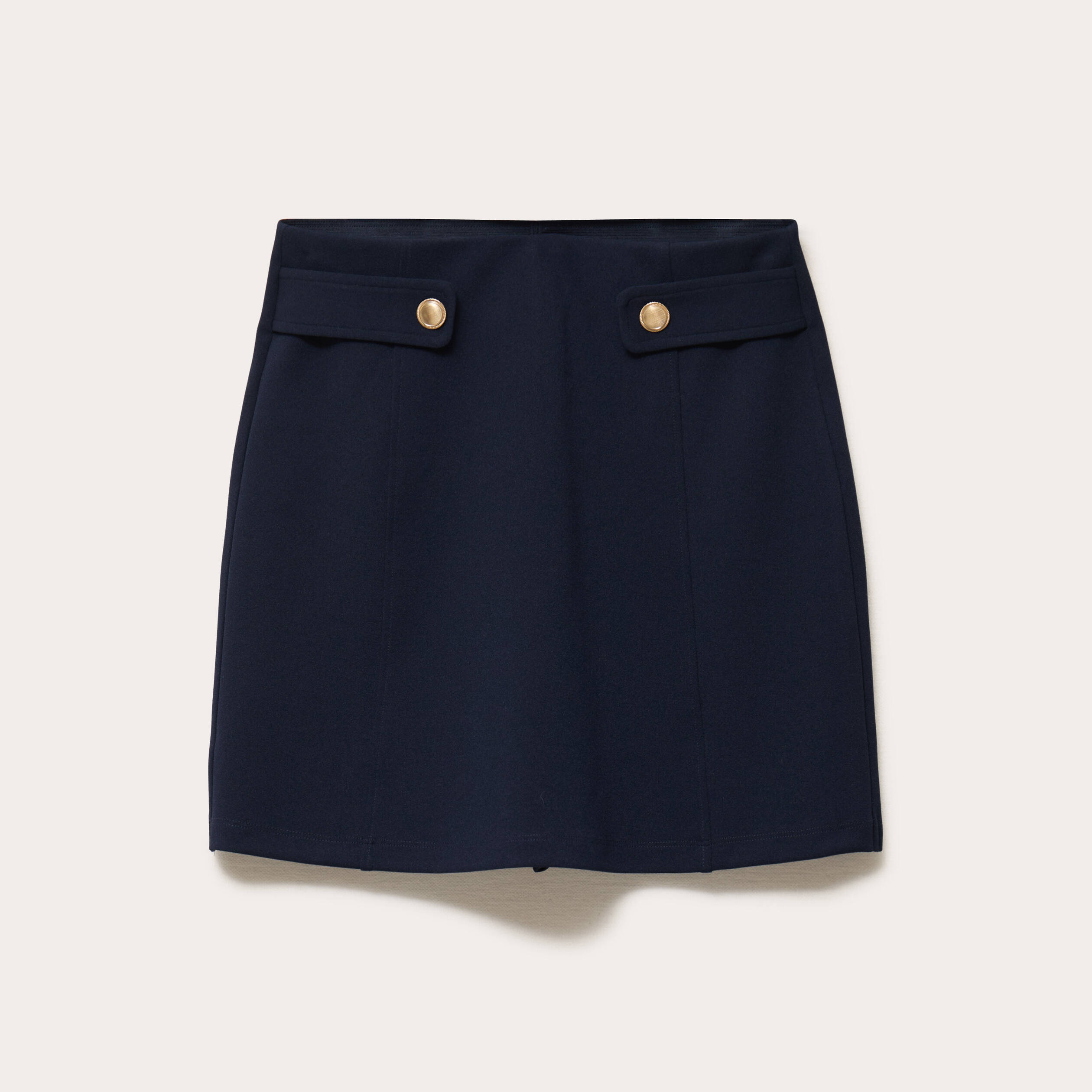 Jupe-short en maille avec boutons bleu marine femme