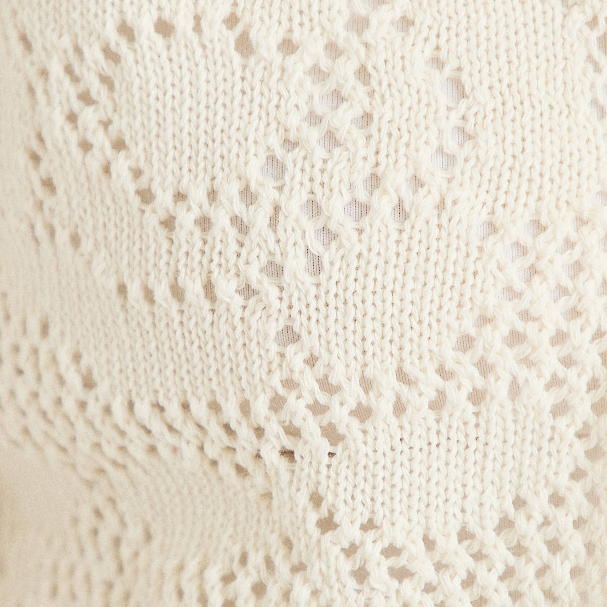 Gilet col v manches 3/4 aspect dentelle ecru femme