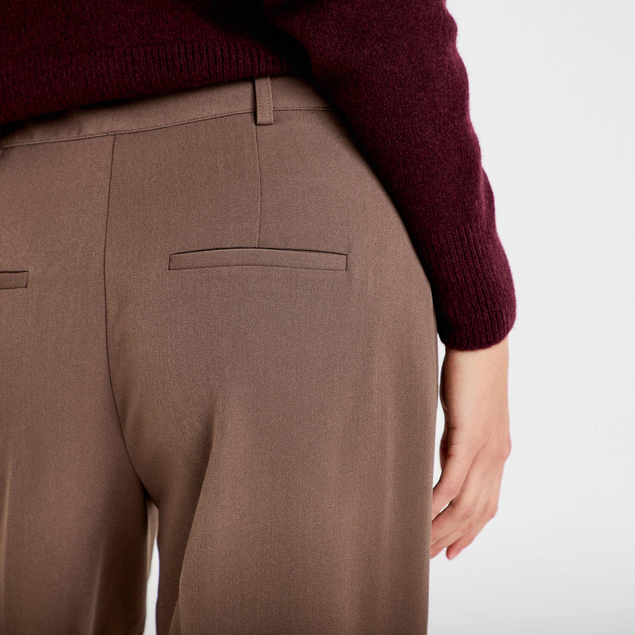 Pantalon large ventre plat taupe femme