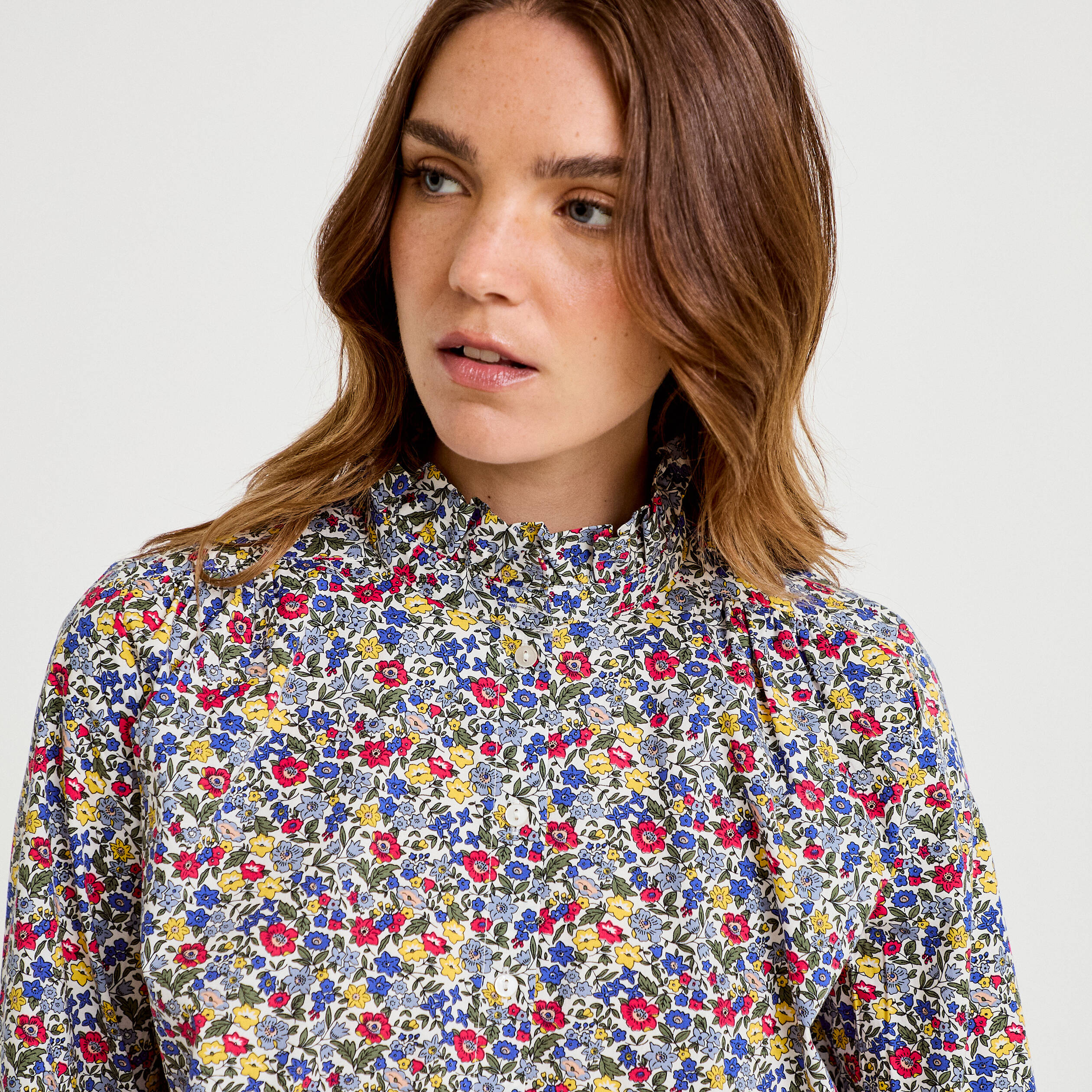 Chemise droite manches longues blanc femme