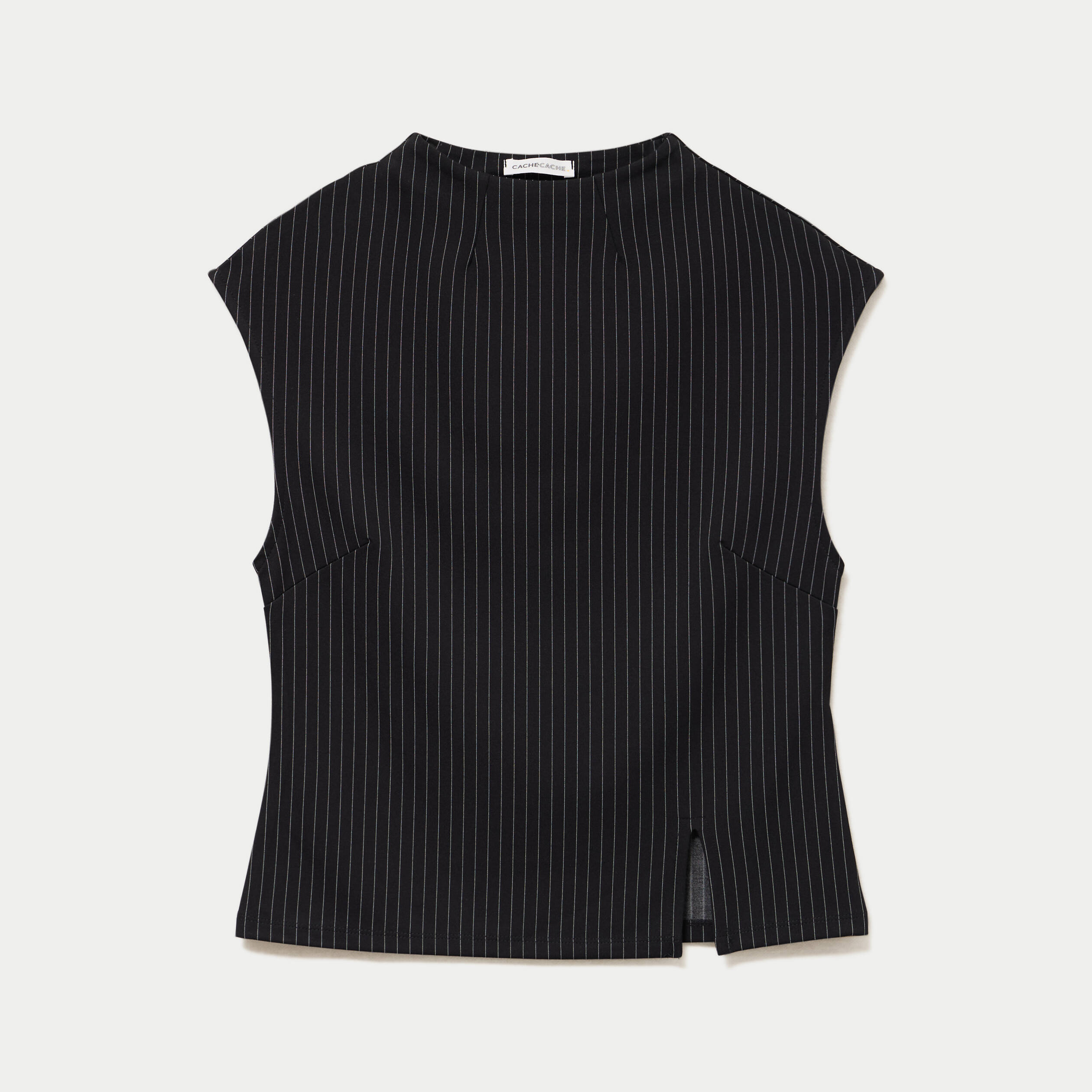 T-shirt ajust&eacute; sans manches noir femme