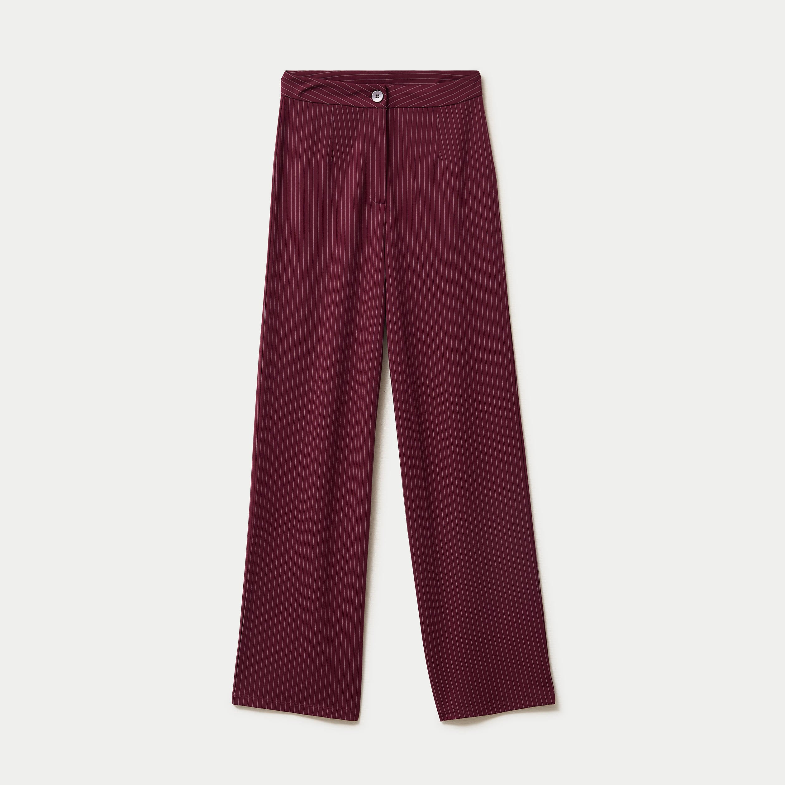 Pantalon large taille haute rouge femme