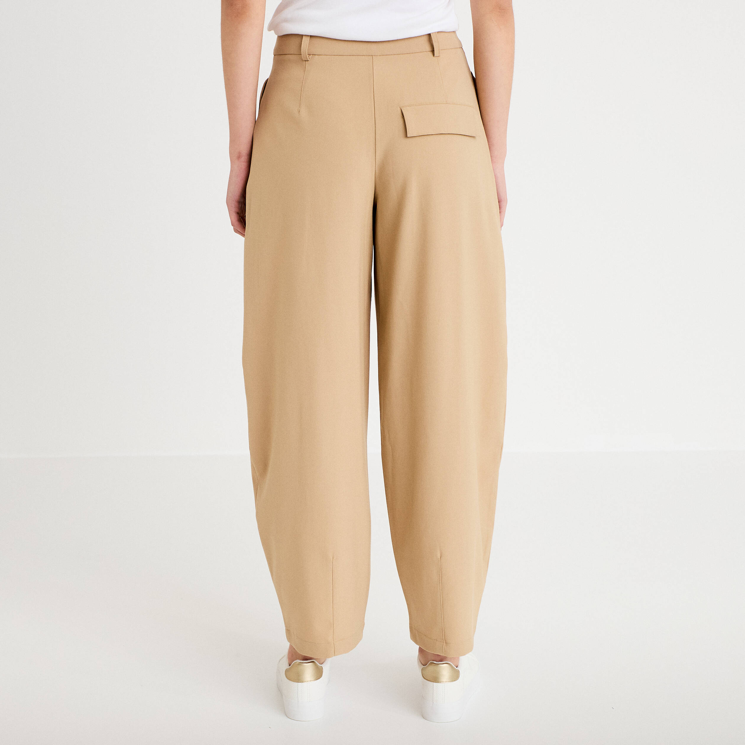 Pantalon barrel beige femme