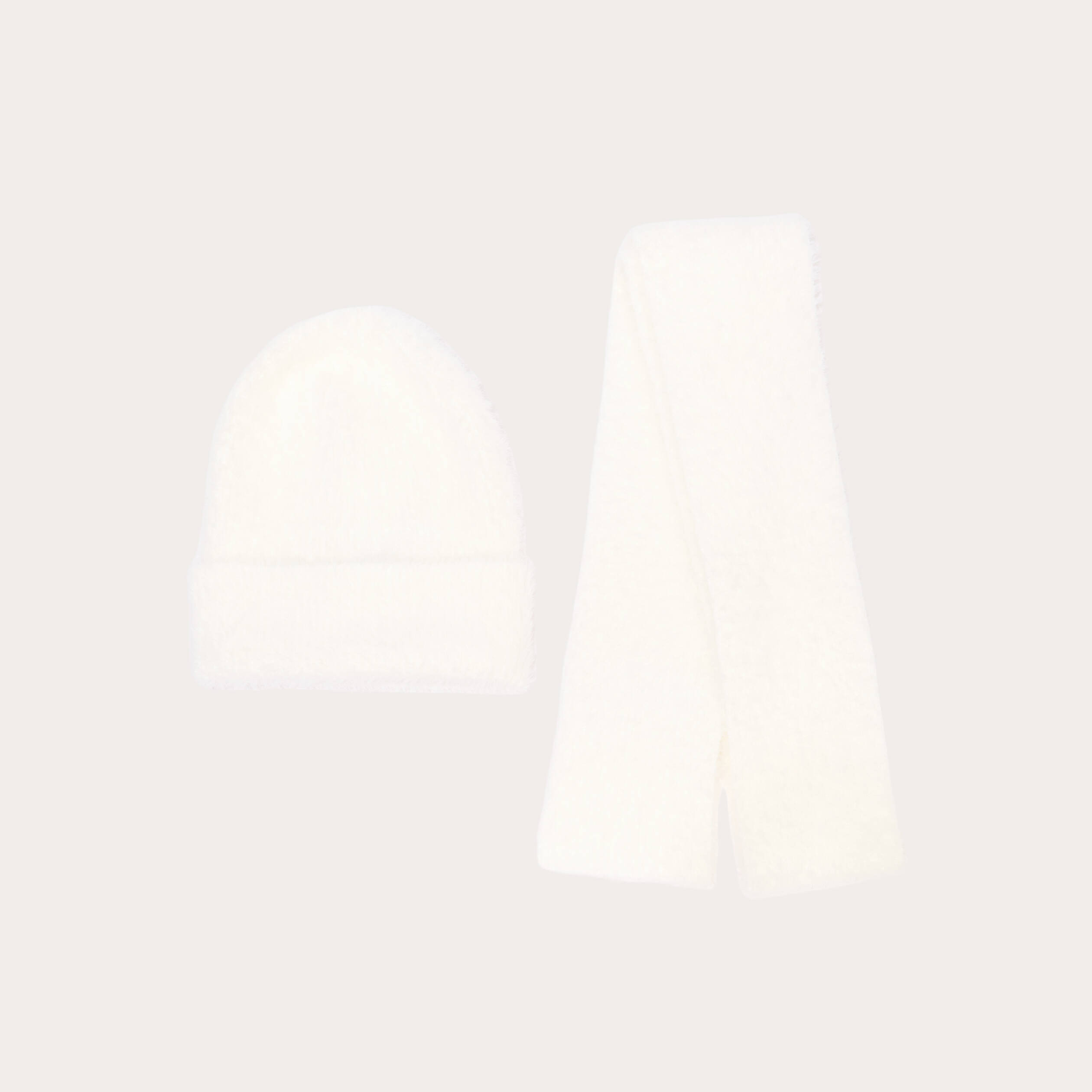 Ensemble &eacute;charpe et bonnet ecru femme