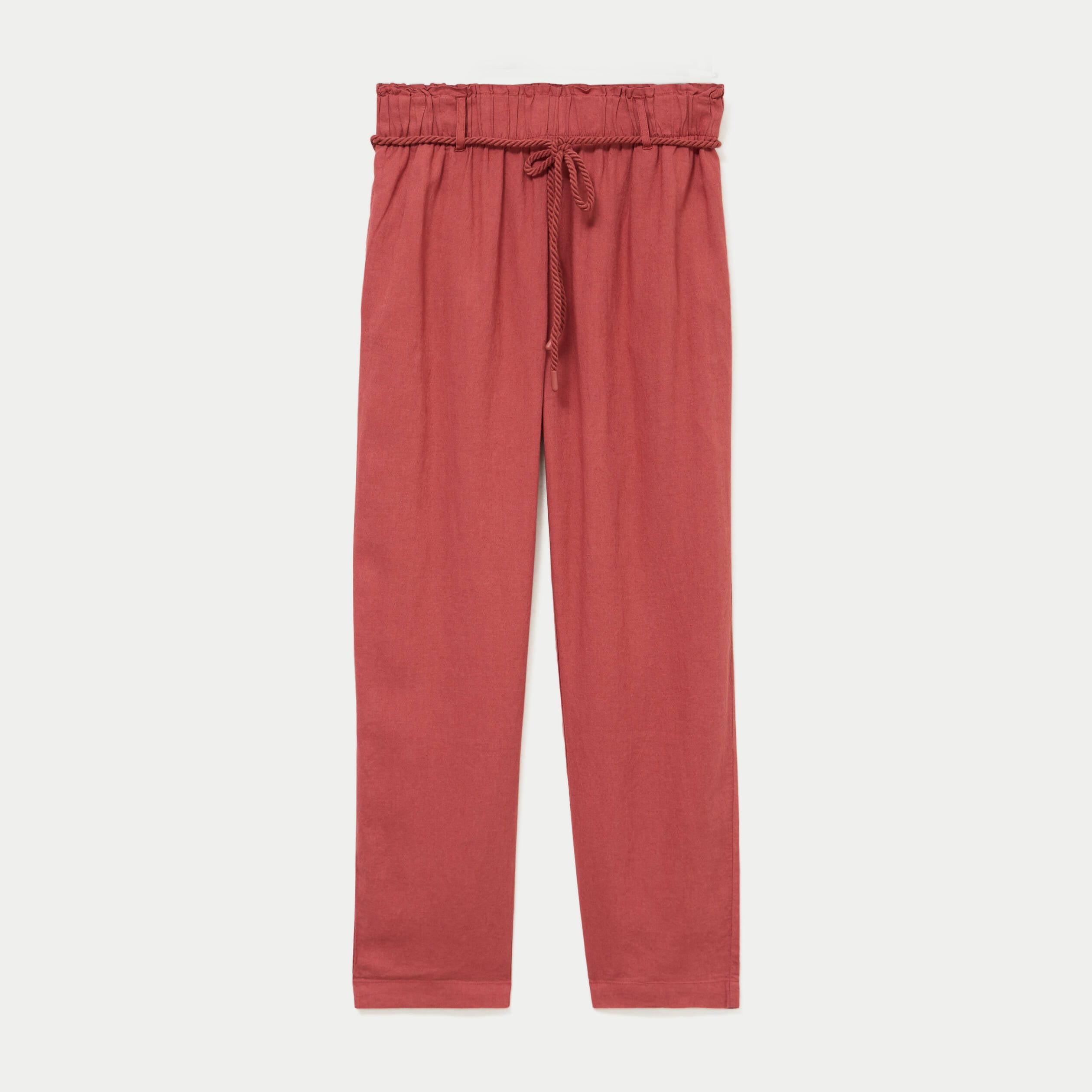 Pantalon large 7/8&egrave;me taille haute vieux rose femme