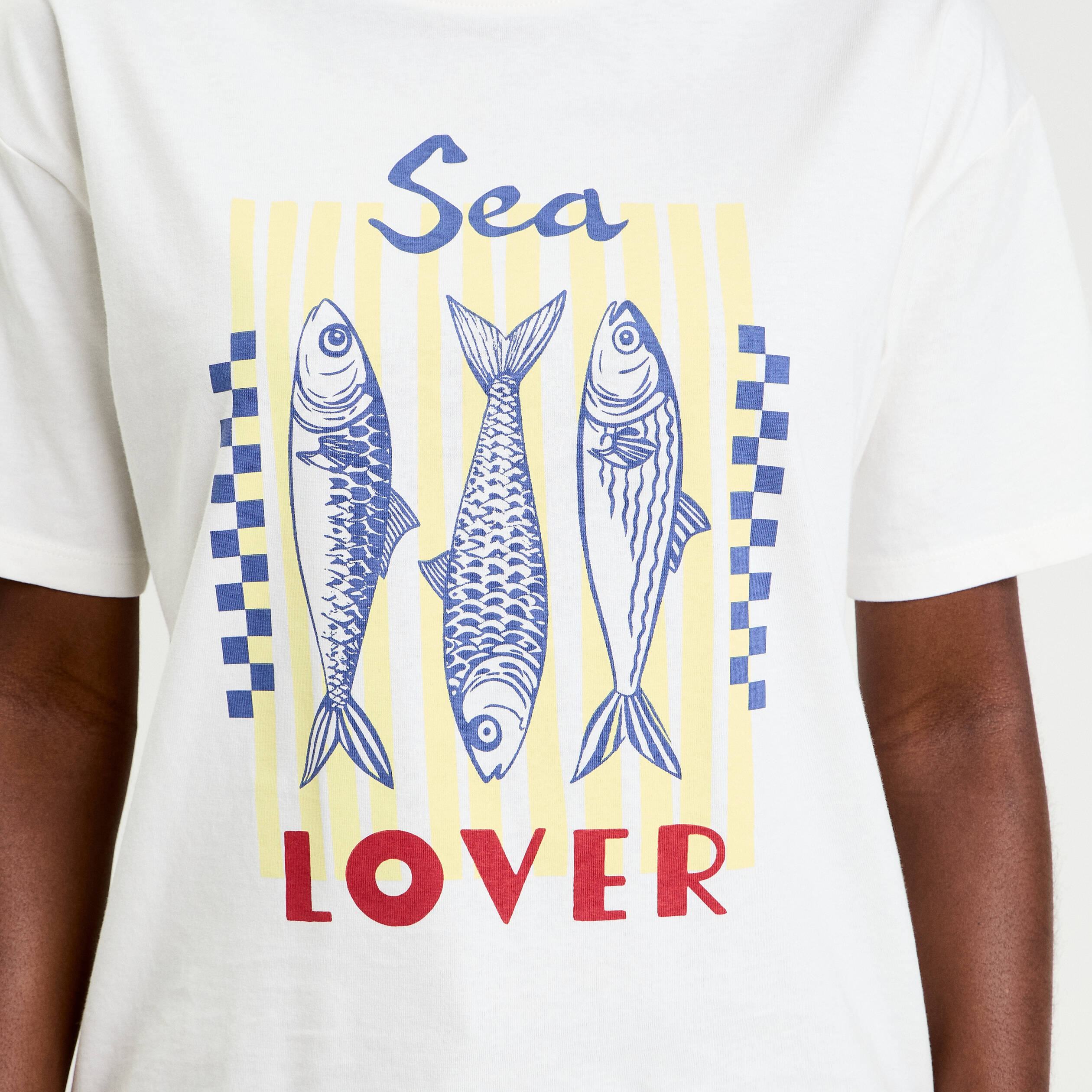 T-shirt oversize manches courtes ecru femme