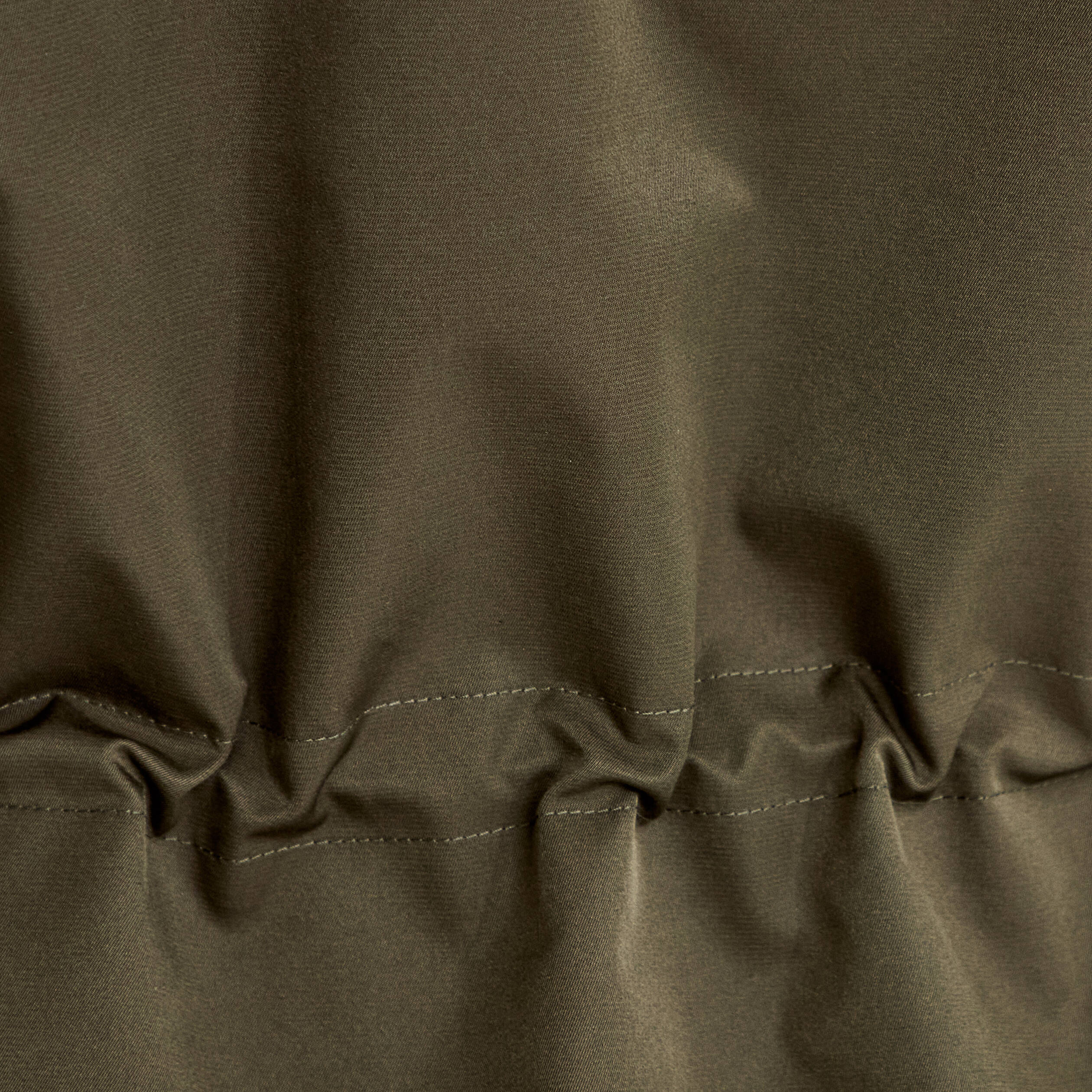 Parka &agrave; capuche taille ajustable vert kaki femme