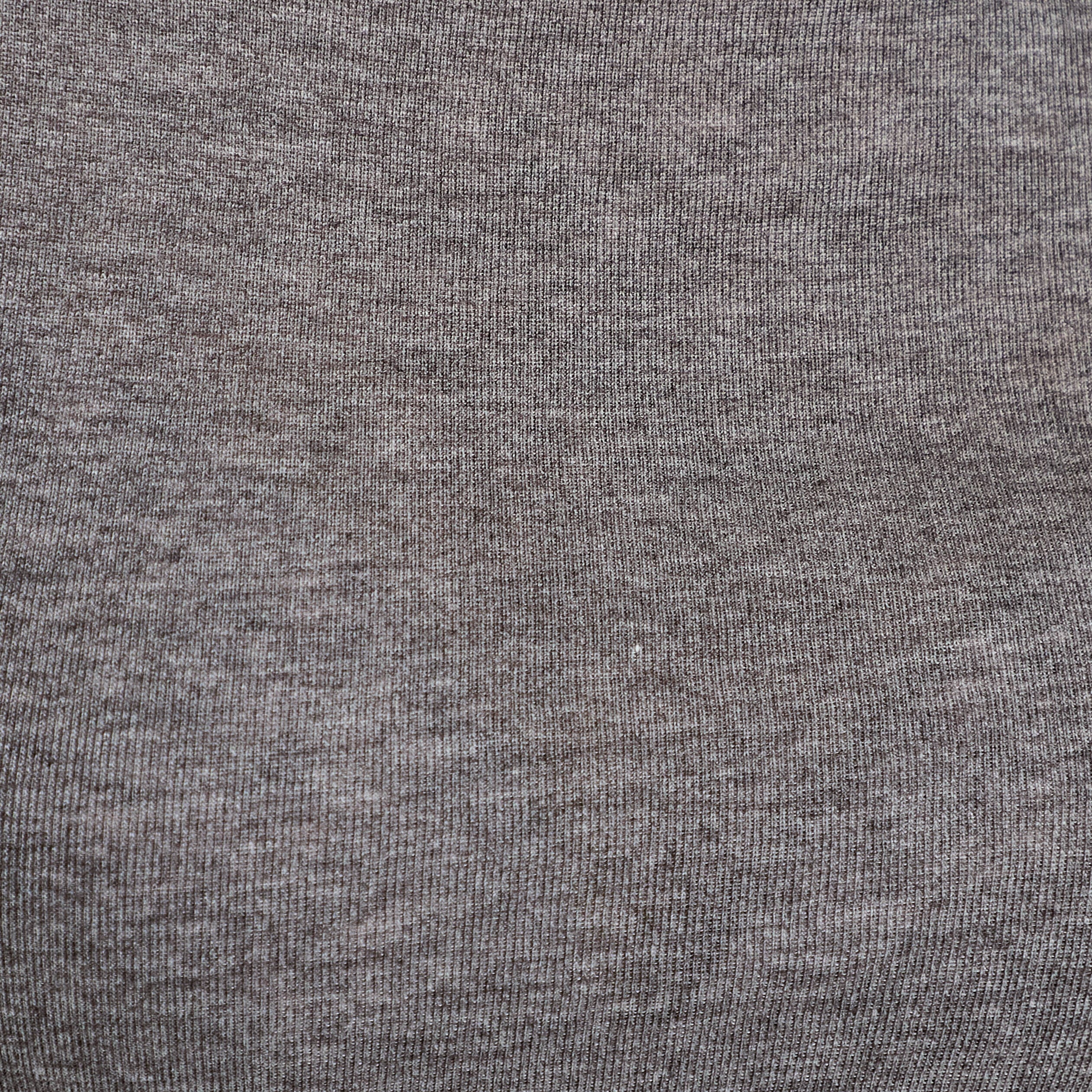 T-shirt ajust&eacute; col rond manches longues gris fonc&eacute; femme