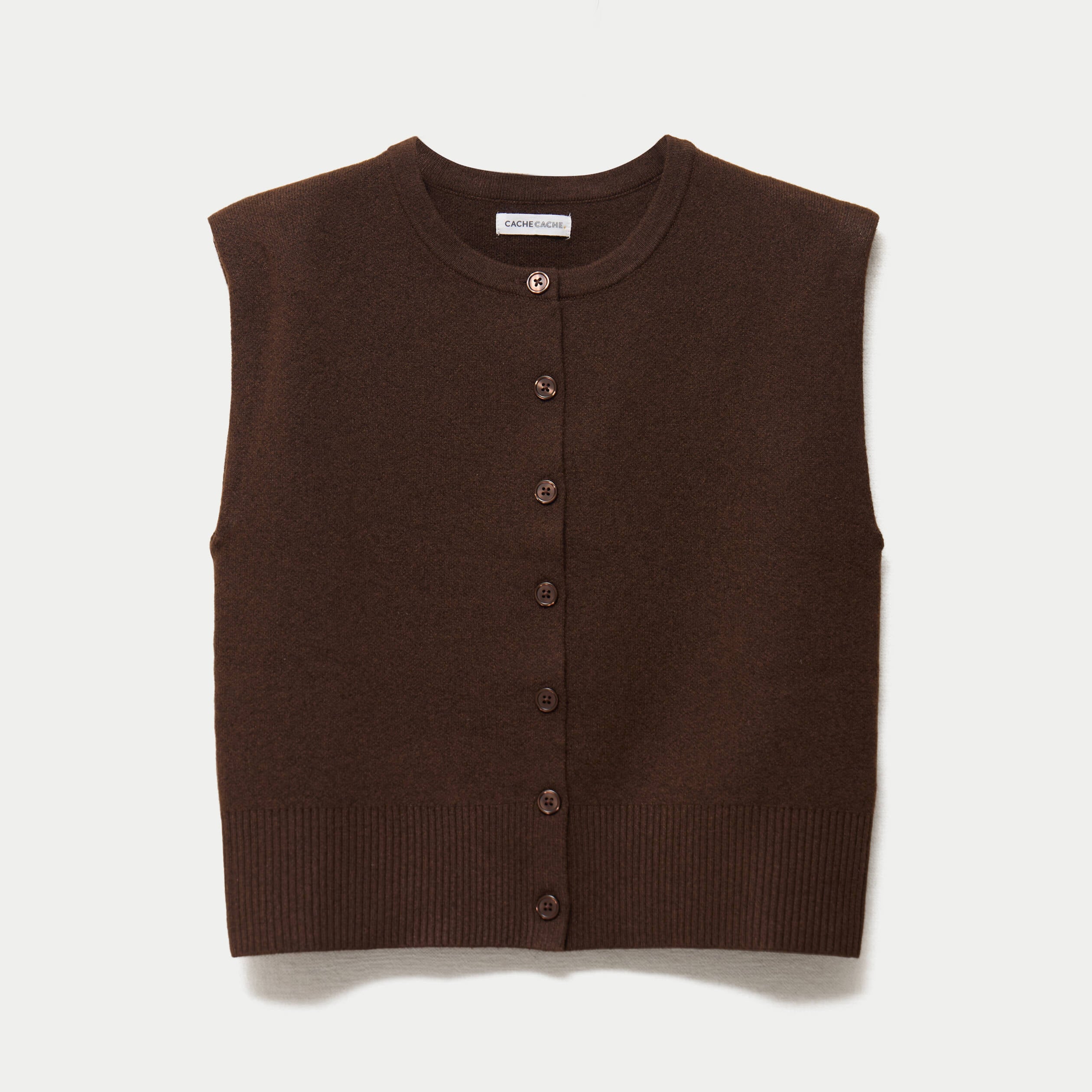 Gilet sans manches marron fonc&eacute; femme