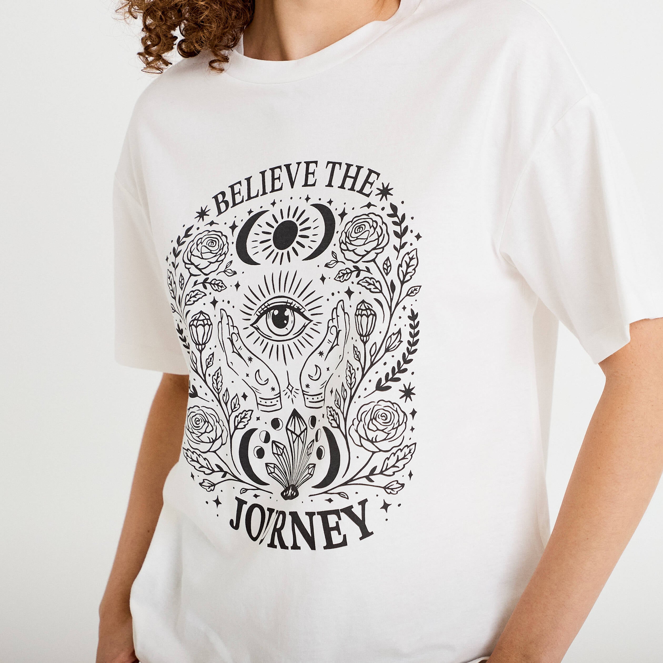 T-shirt oversize manches longues ecru femme