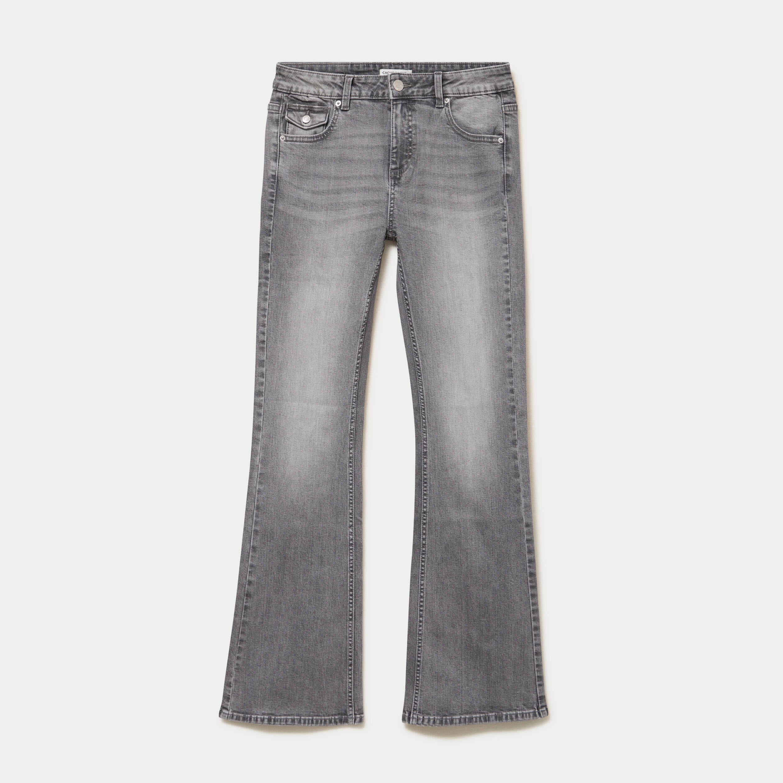 Jean bootcut taille basse denim gris femme