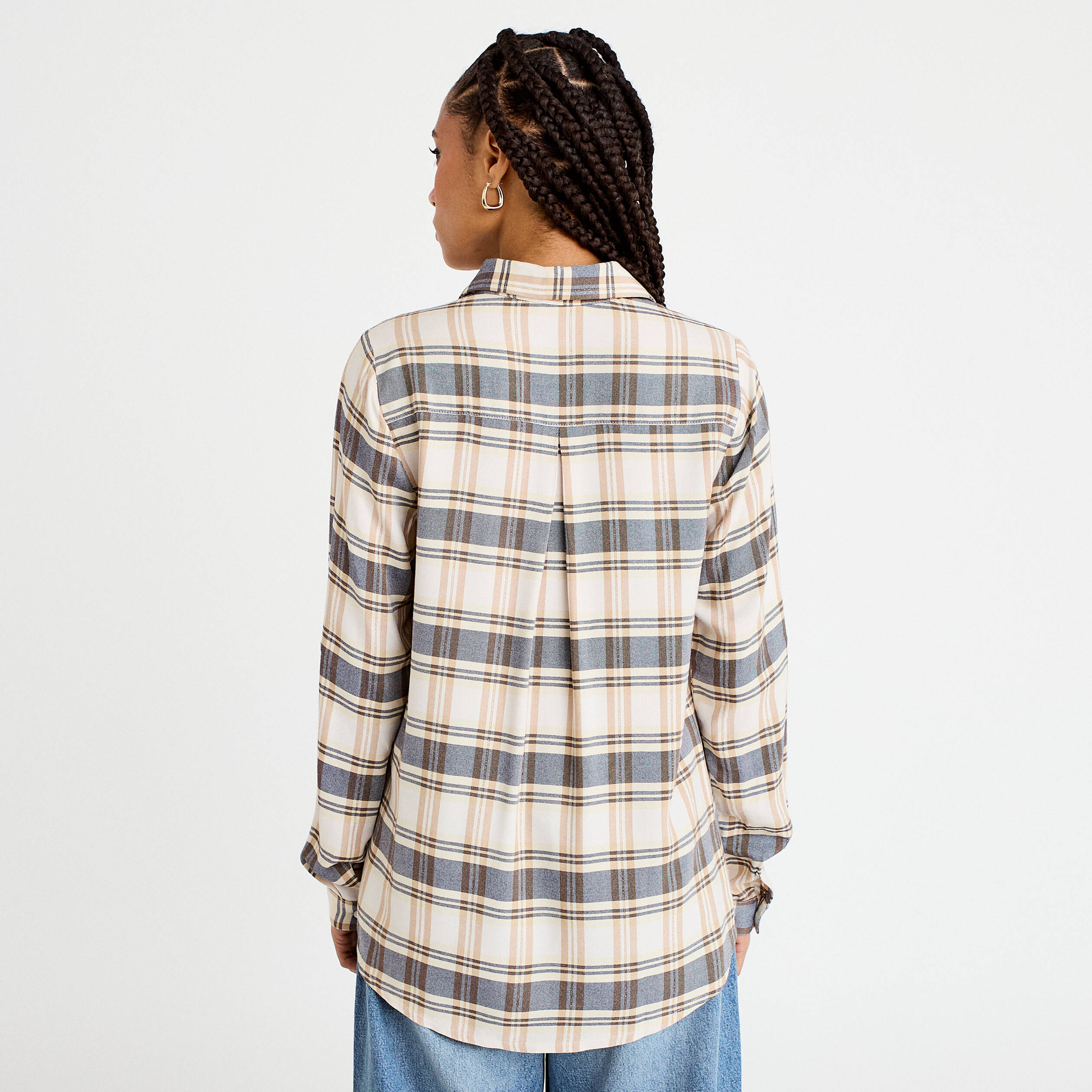 Chemise manches longues bleu femme