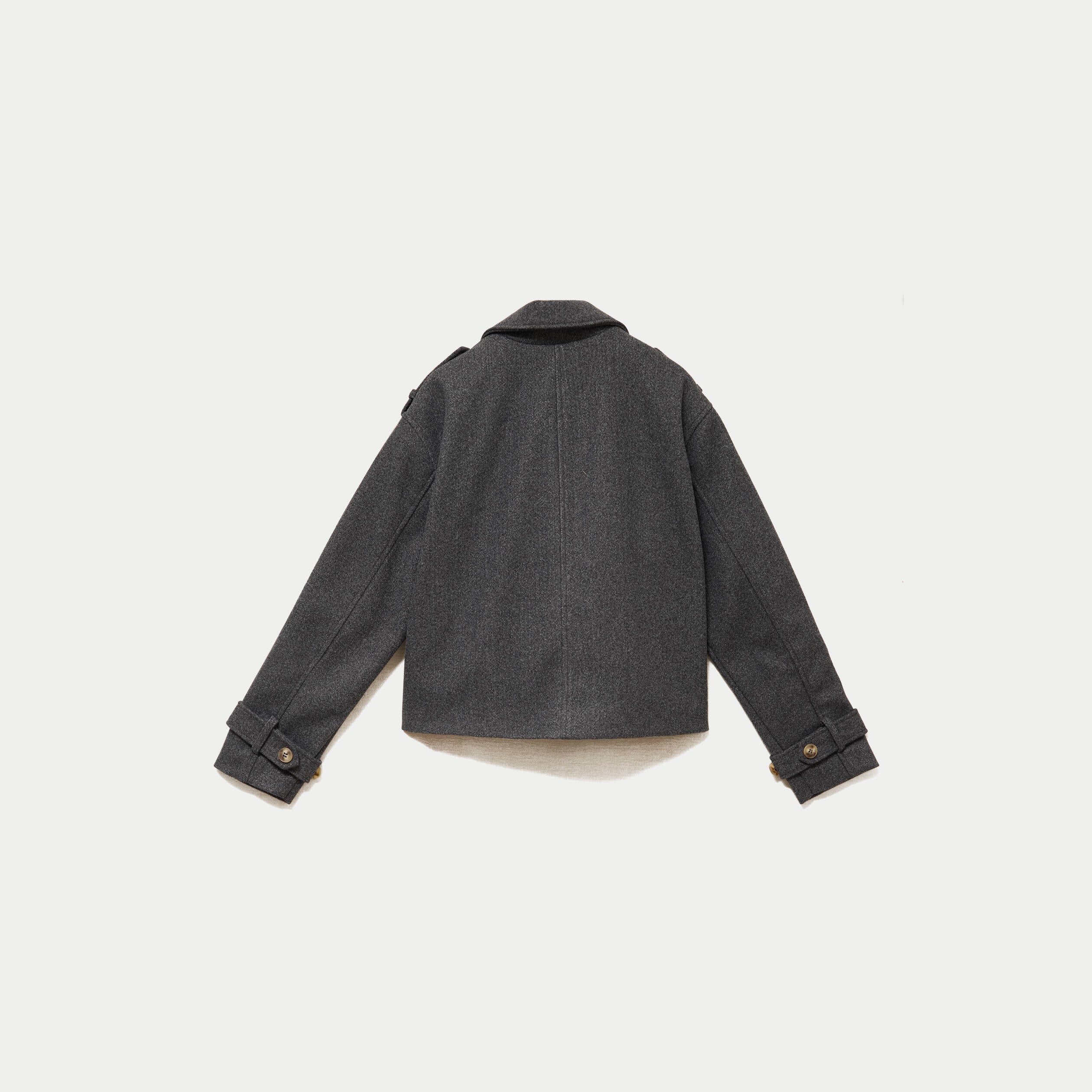Trench droit court col tailleur gris femme