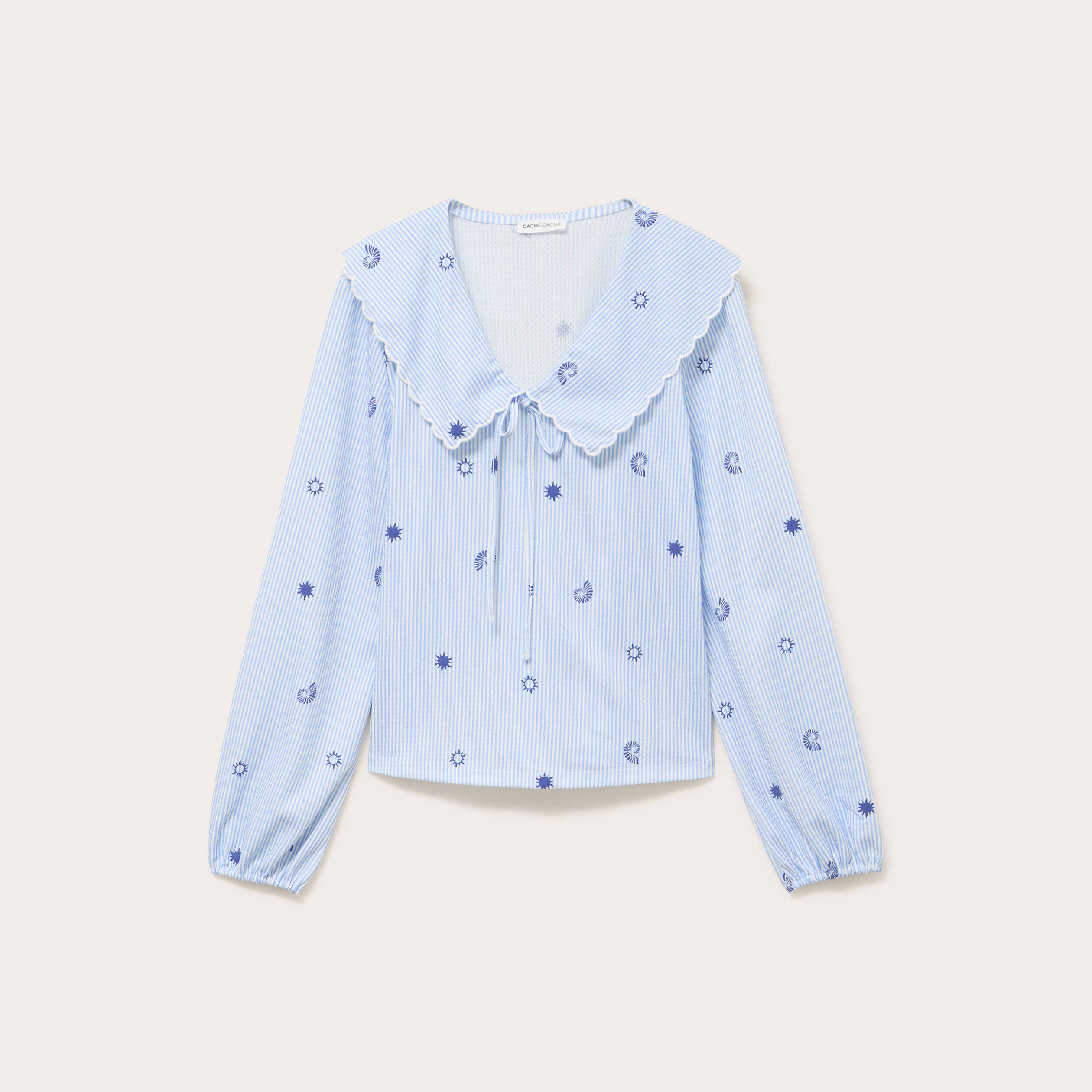 Blouse col xxl manches longues blanc femme