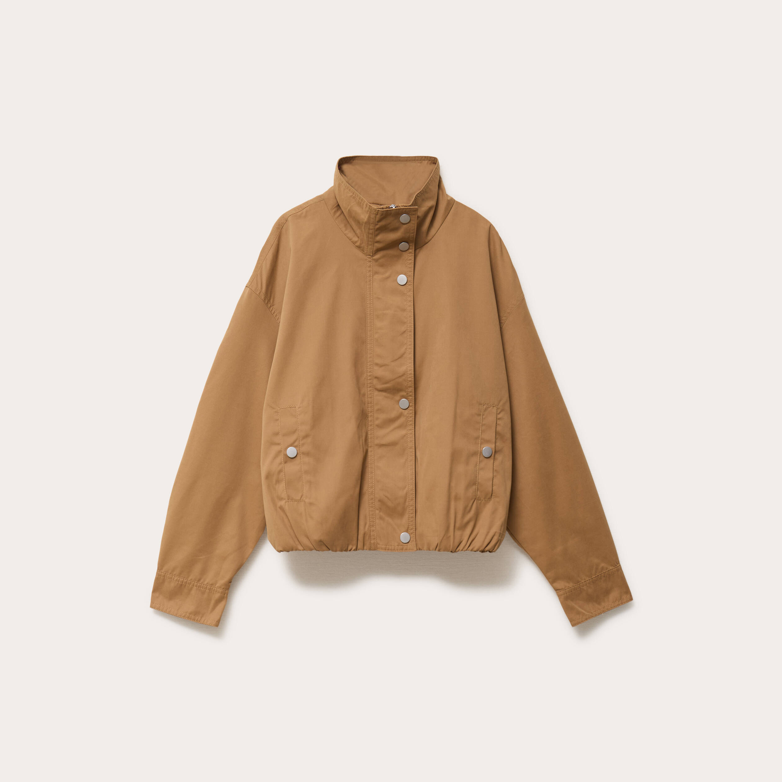 Blouson court bas resserr&eacute; camel femme