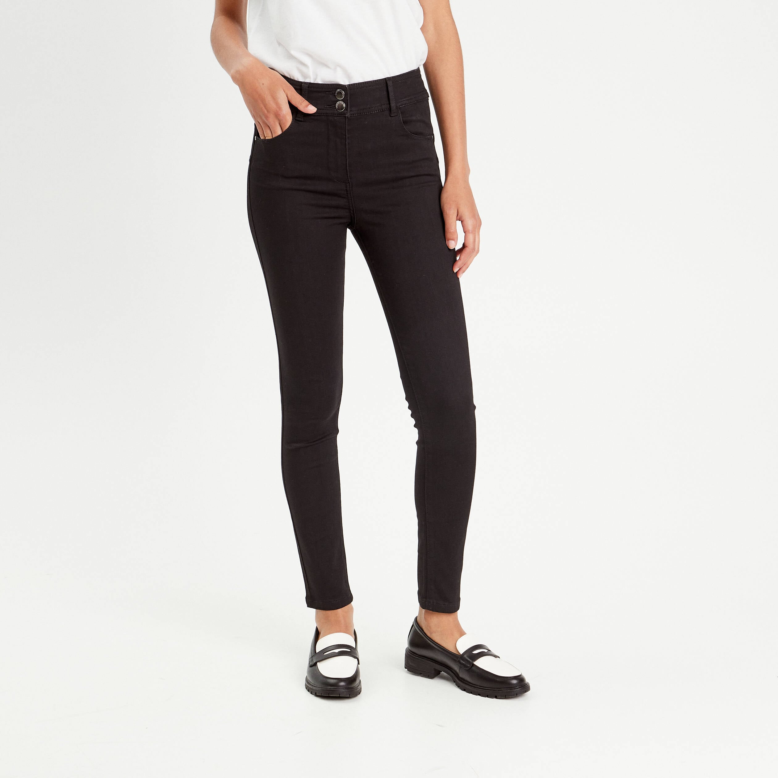 Jeans slim push-up denim noir femme
