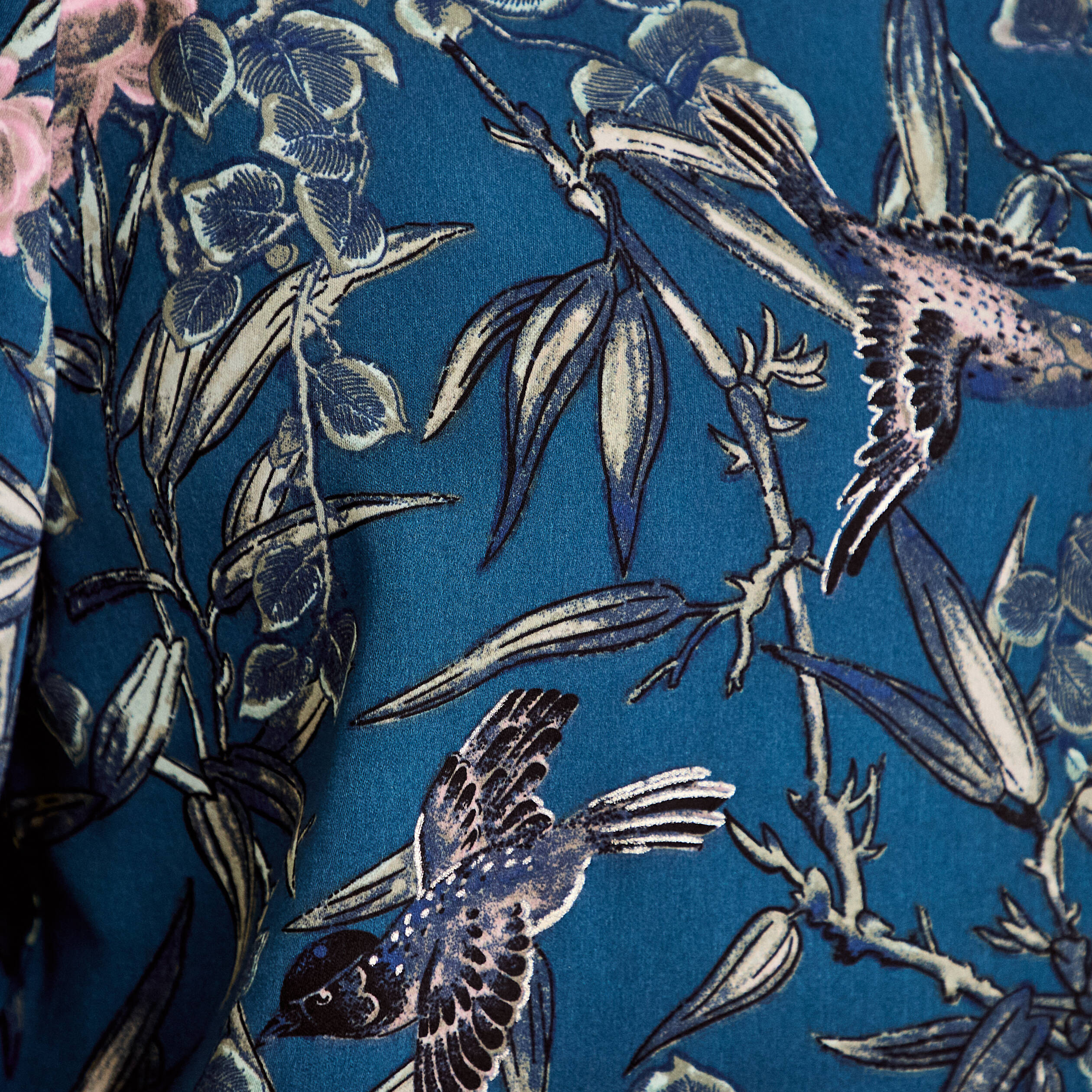 Blouse manches longues encolure bateau bleu p&eacute;trole femme