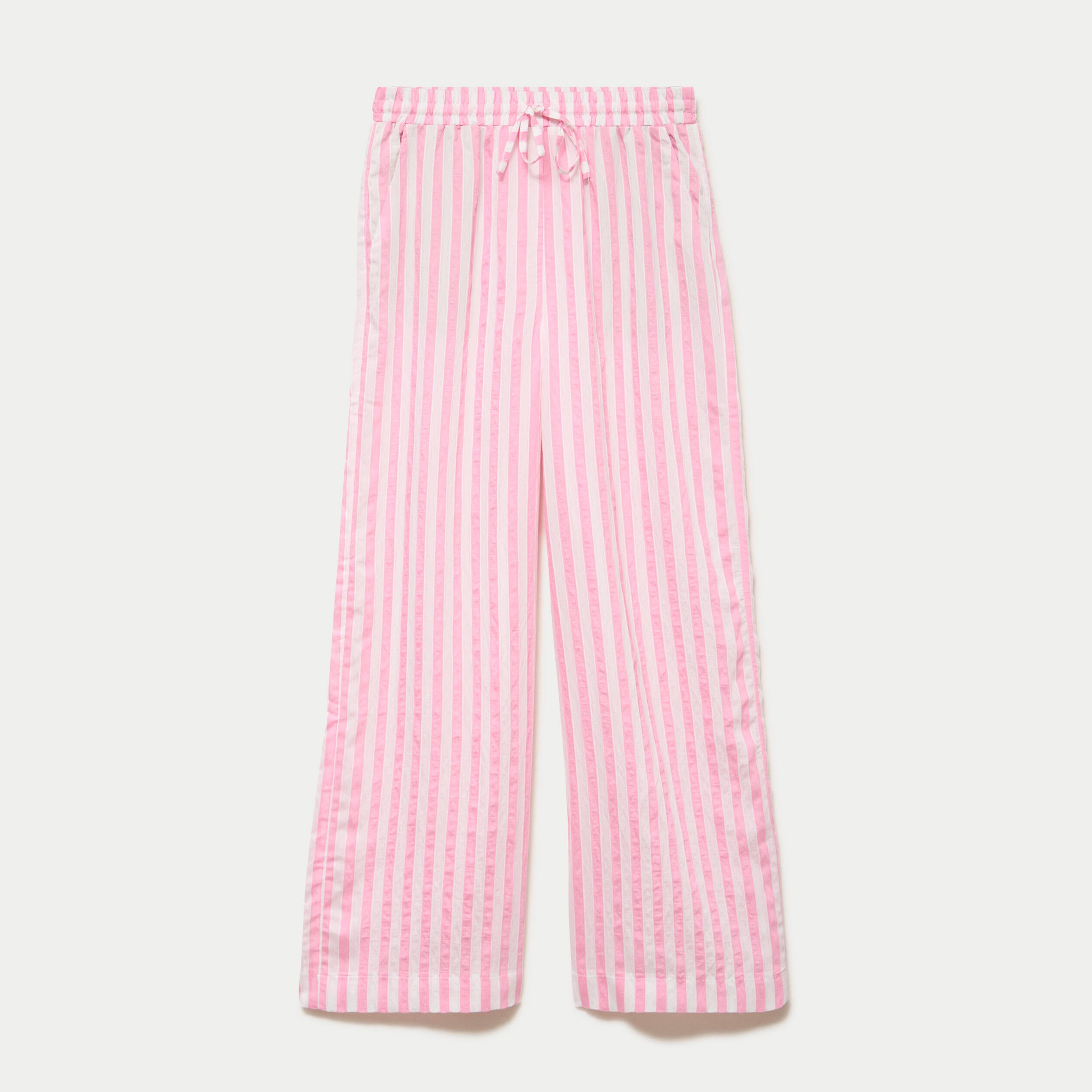 Pantalon large fluide taille standard rose femme