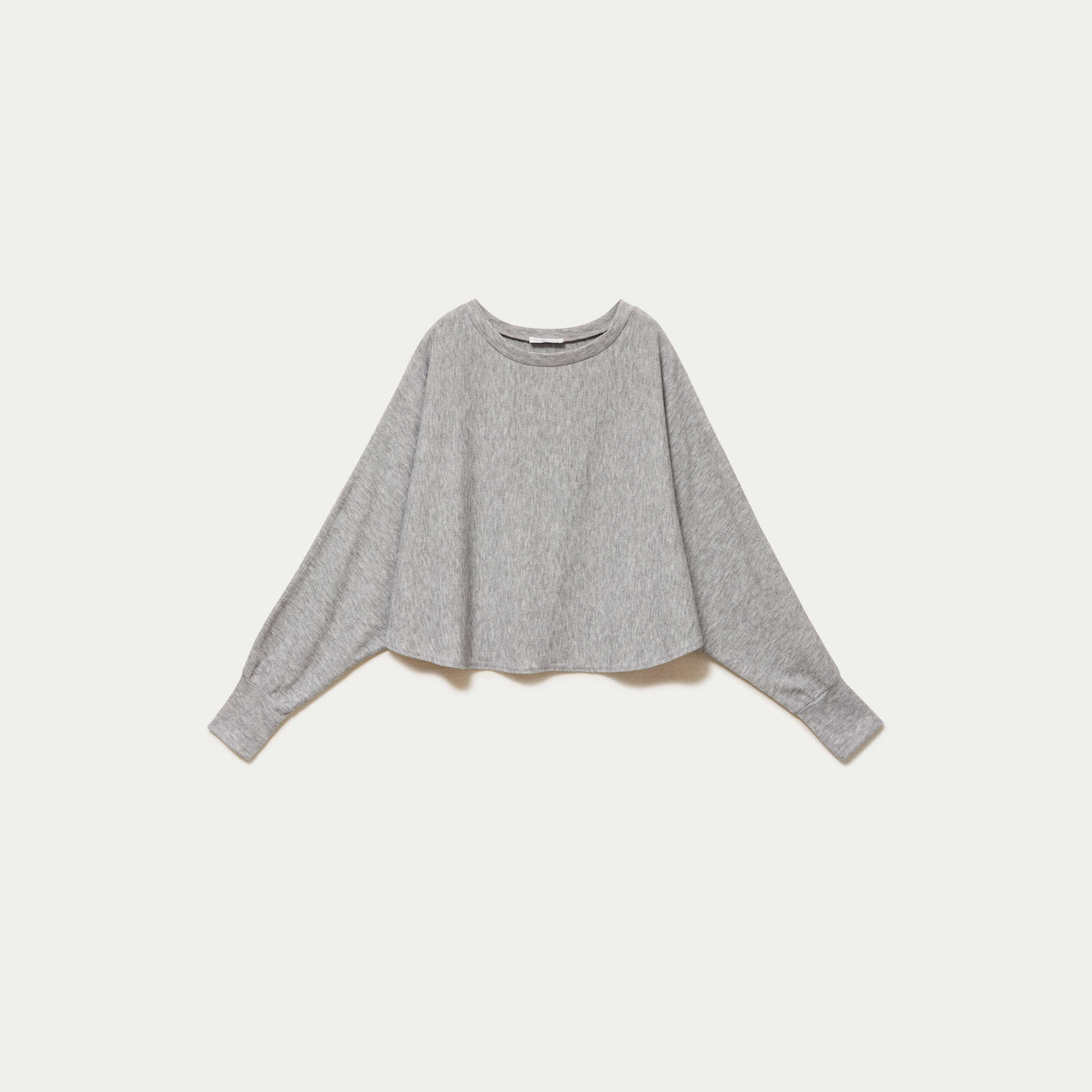 Cape boyfriend cropped col rond gris clair femme