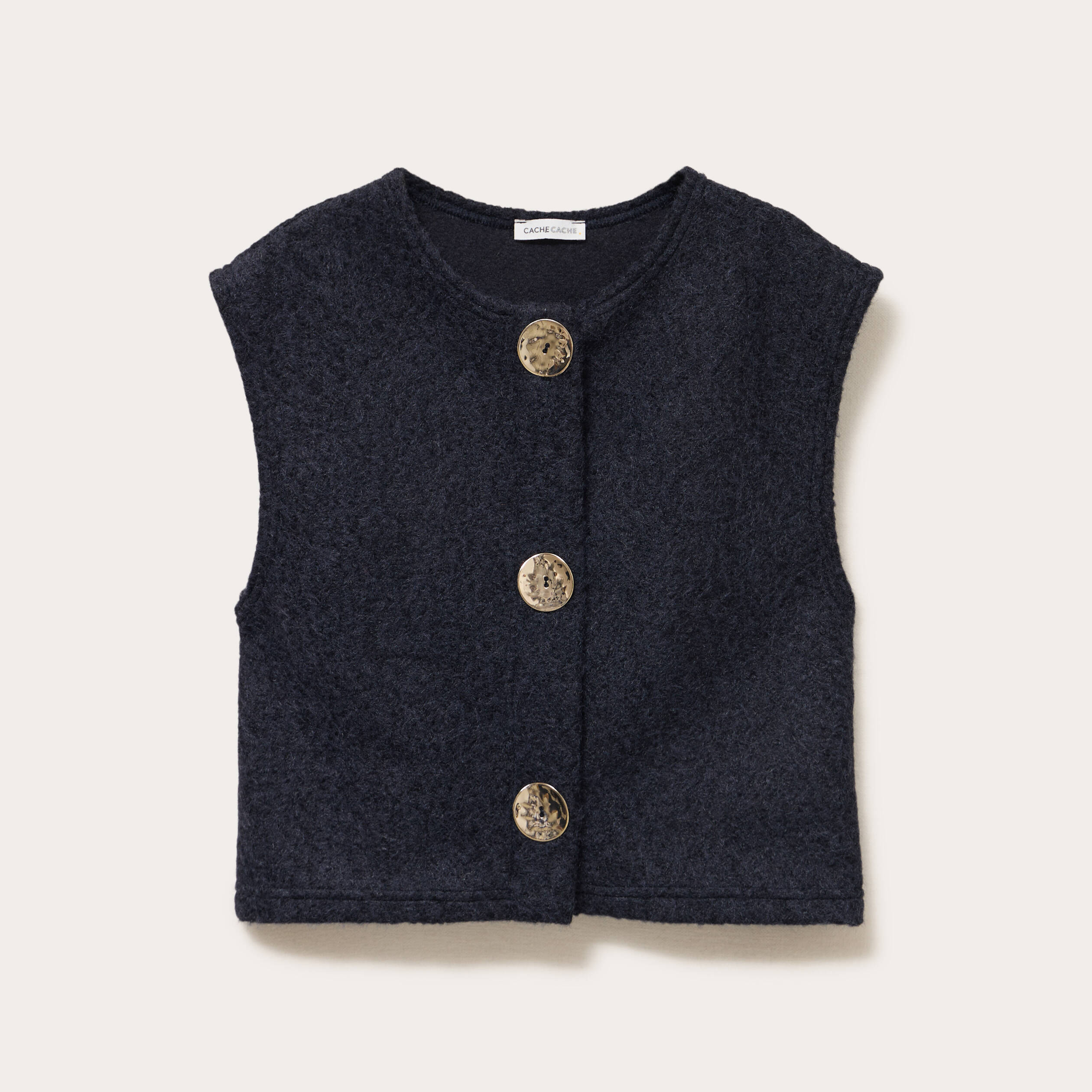 Gilet sans manches effet polaire bleu marine femme