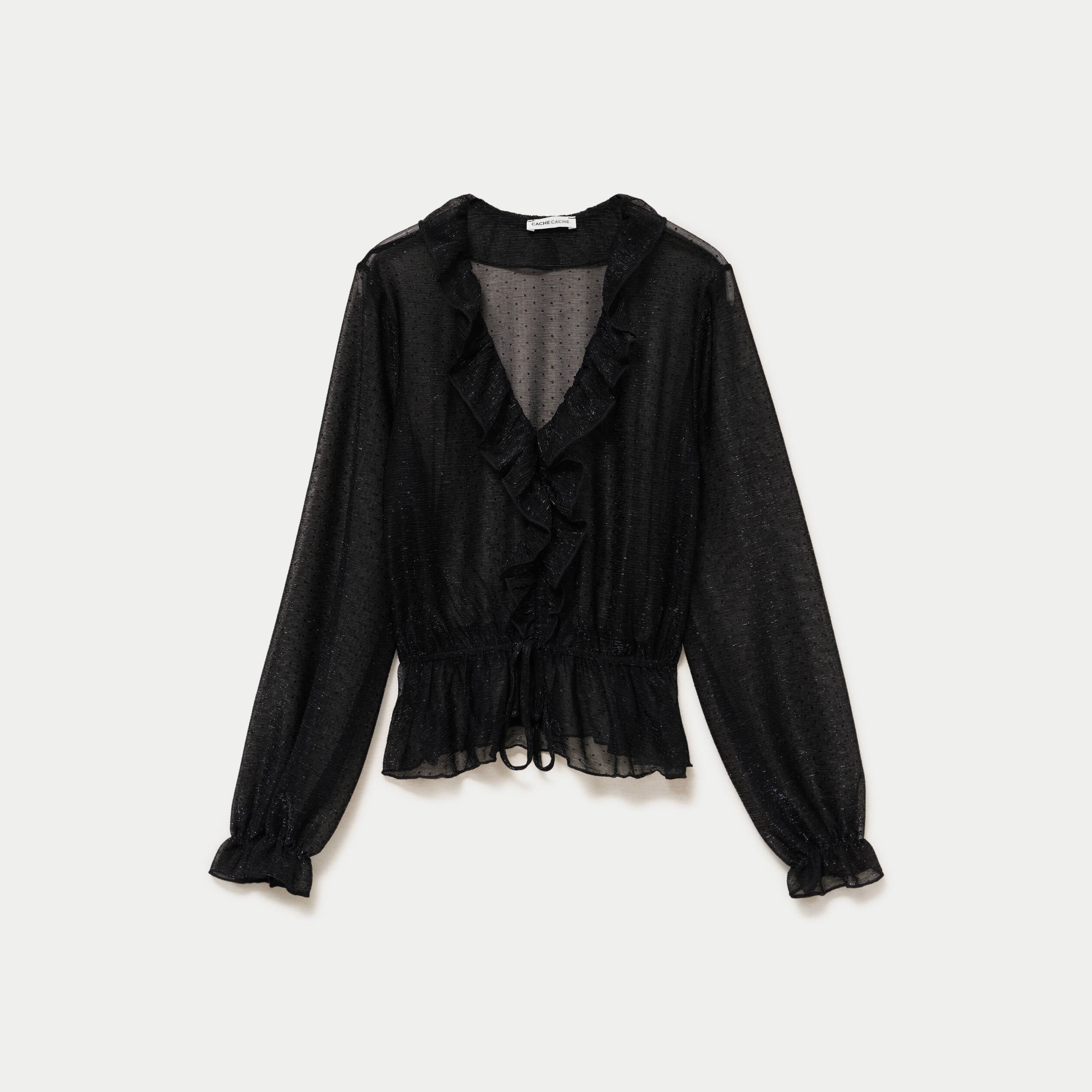 Blouse d&eacute;collet&eacute; manches longues gris argent femme