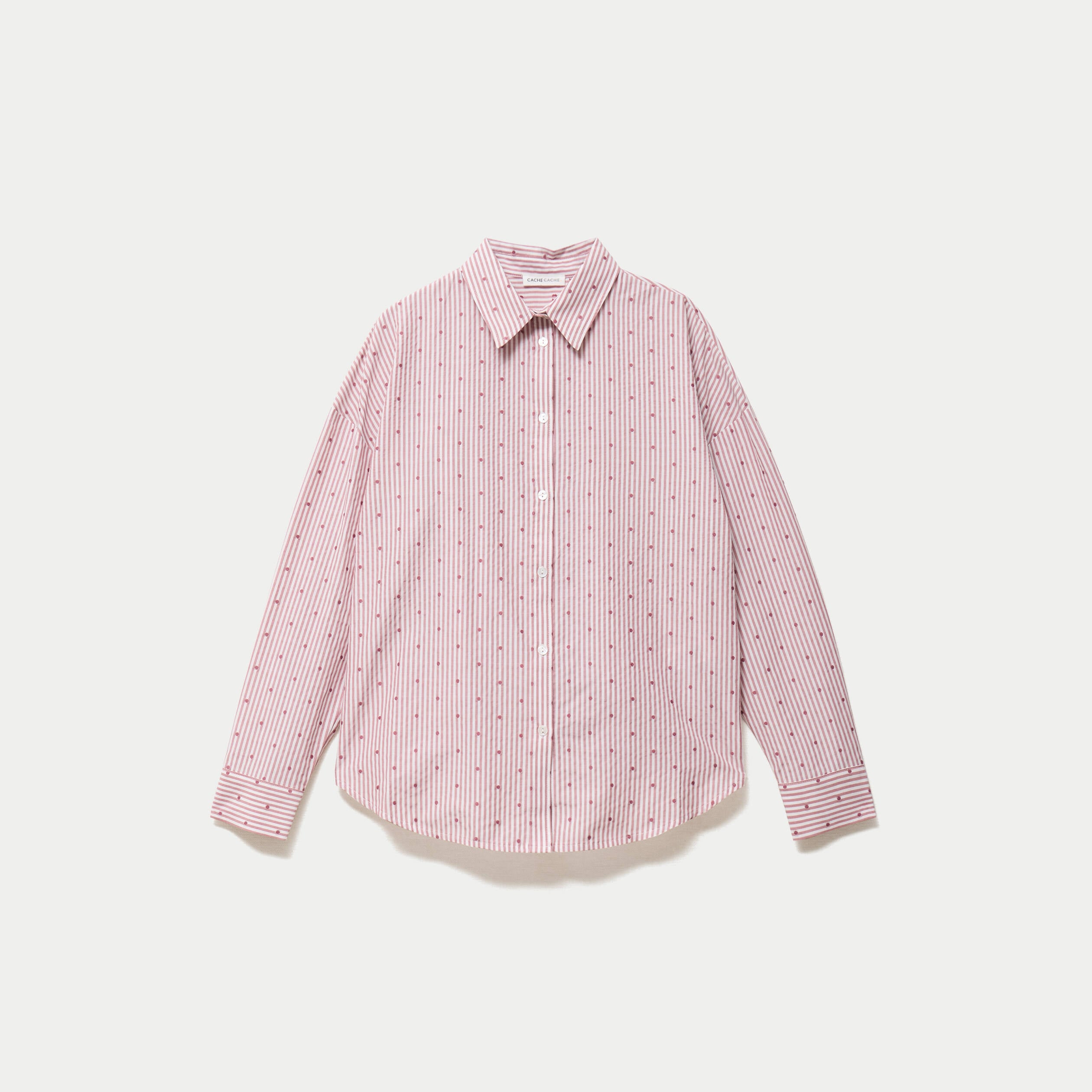Chemise droite manches longues rouge clair femme