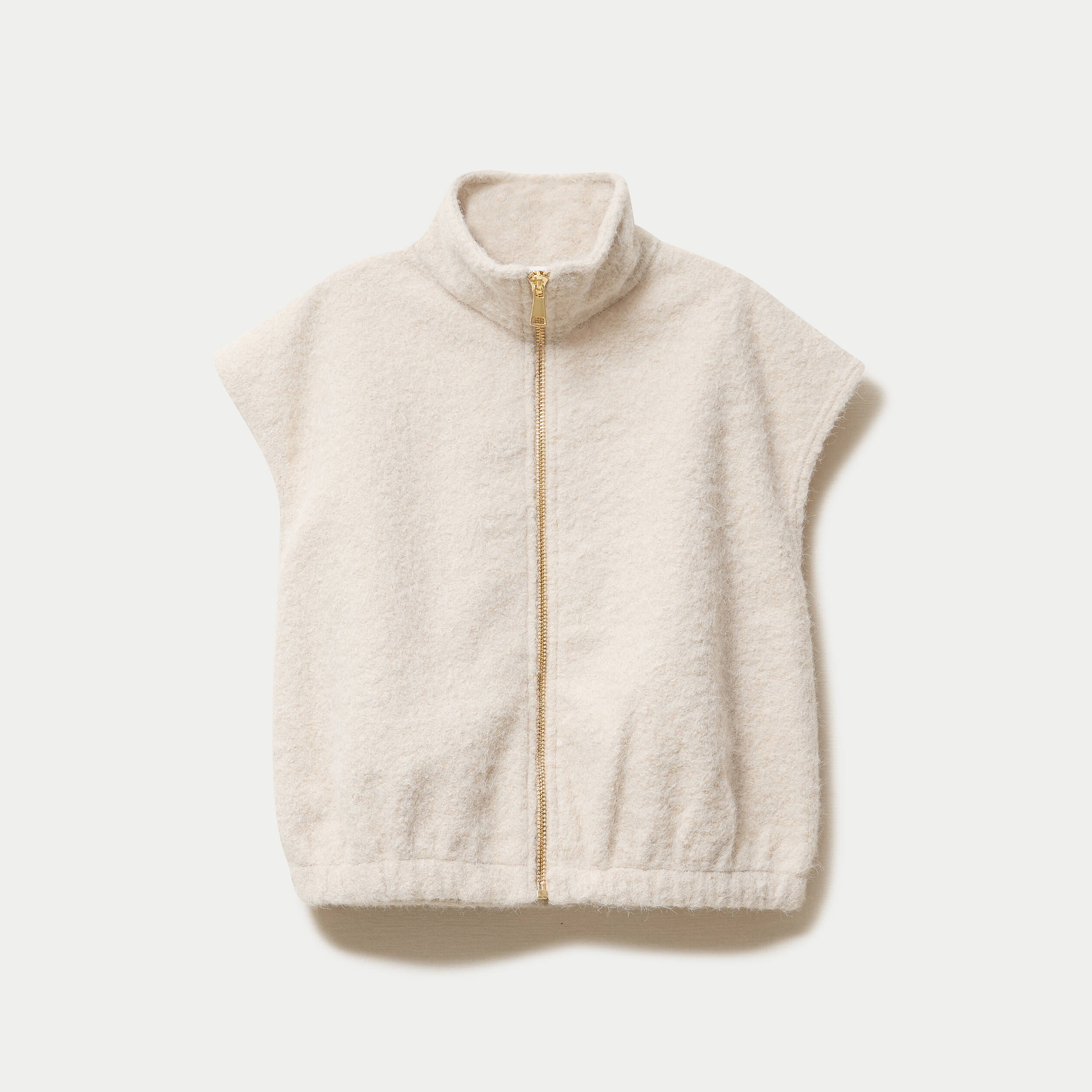 Veste sans manches col montant beige femme